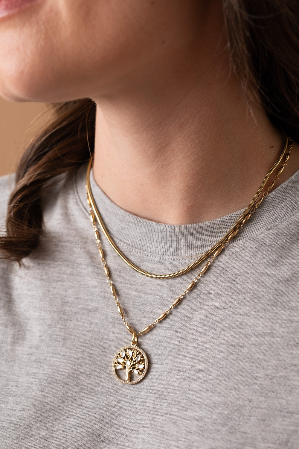 Round Herringbone Charm & Layering Necklace, Necklaces, $ 38.00, A Moment Of Now™