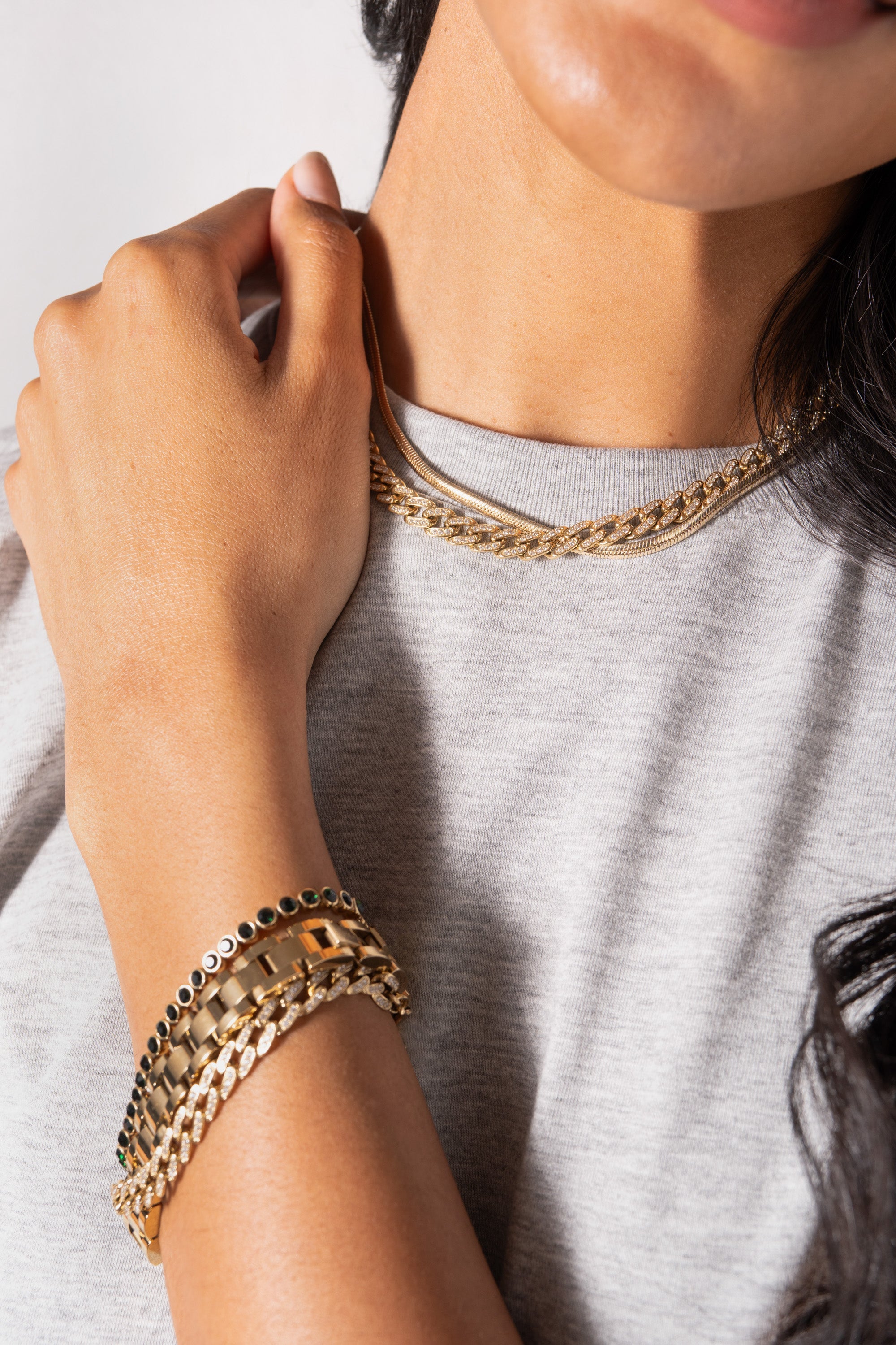 Crystal Pave Curb Chain Necklace, Necklaces, $ 98.90, A Moment Of Now™