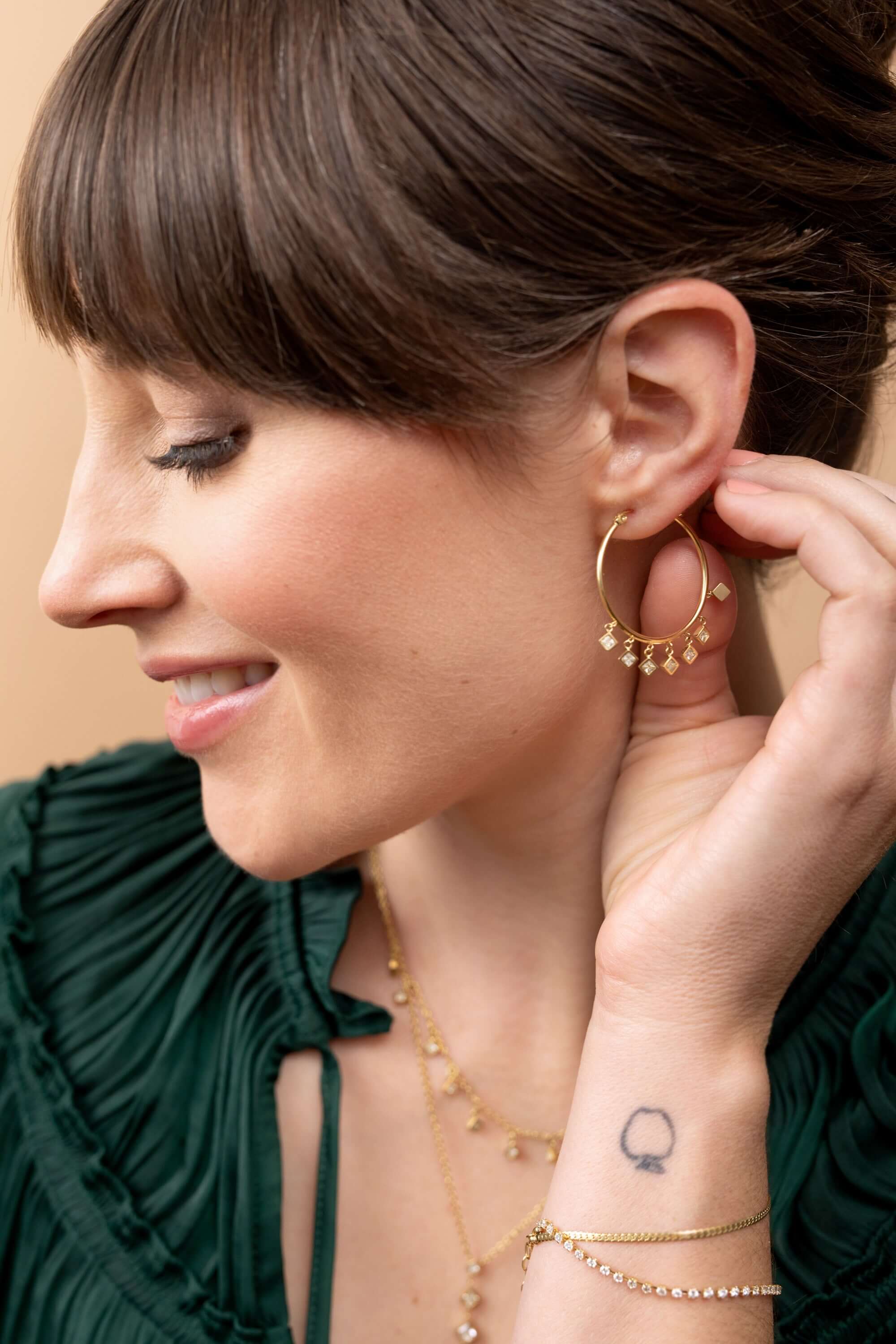 Princess Cut Crystal Hoop Earrings, Earrings, $ 28.90, A Moment Of Now™