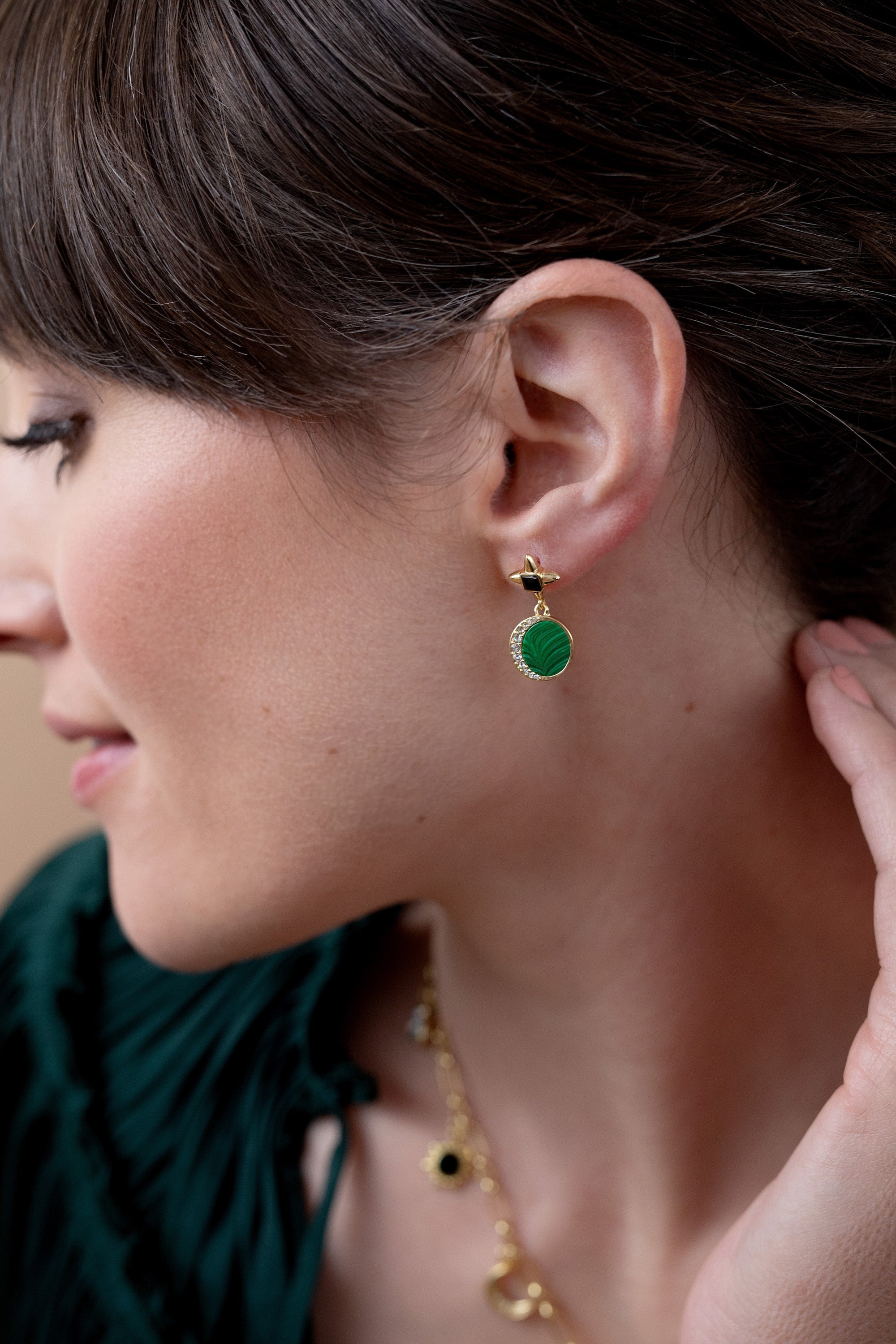 Malachite Drop Earrings, Earrings, $ 21.90, A Moment Of Now™