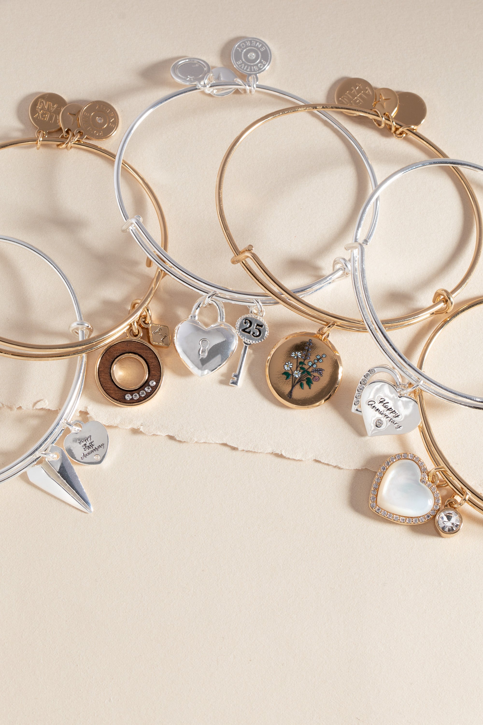 Mother of Pearl Heart Anniversary Bangle, Bracelets, $ 16.90, A Moment Of Now™