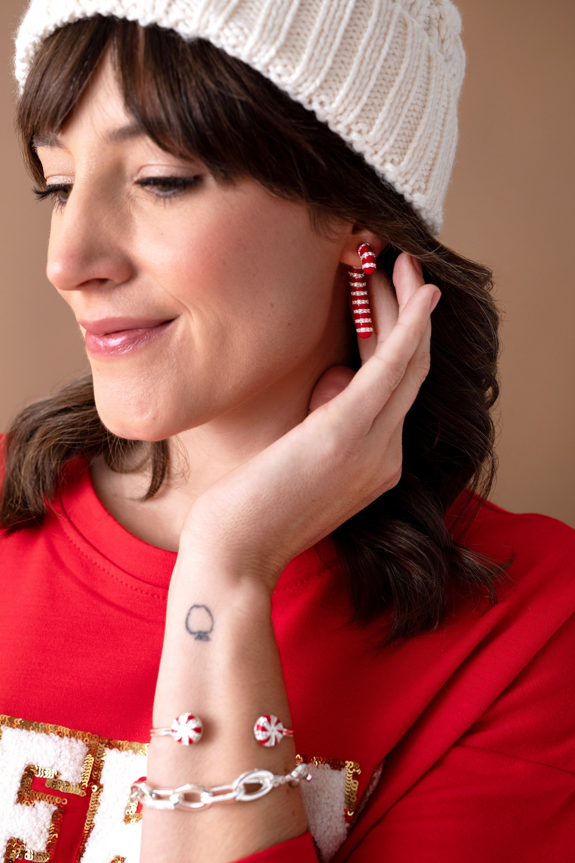 Candy Cane Front-Back Earrings, Earrings, $ 38.00, A Moment Of Now™