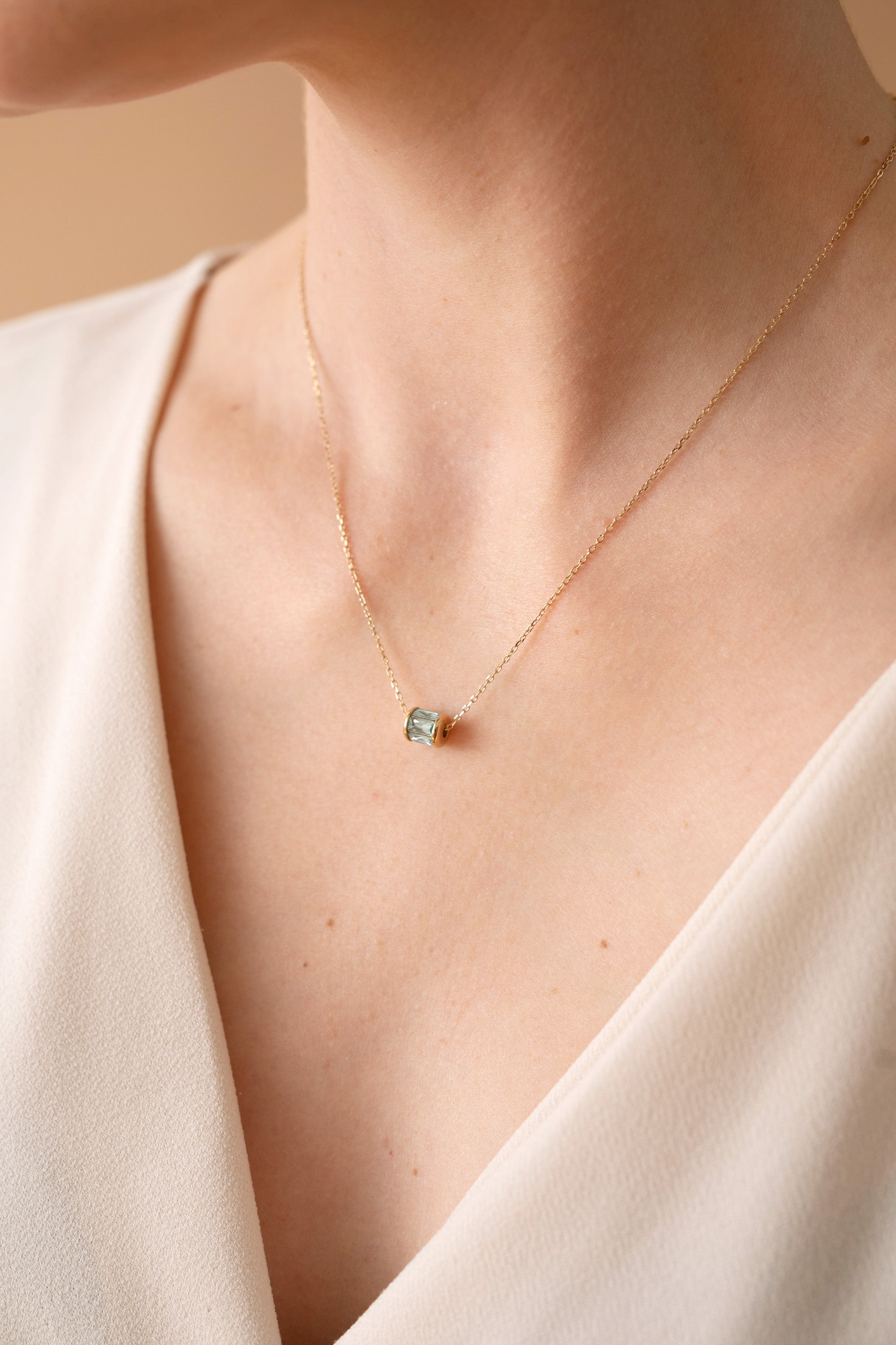 March Birthstone Precious Pendant Necklace, Necklaces, $ 88.00, A Moment Of Now™