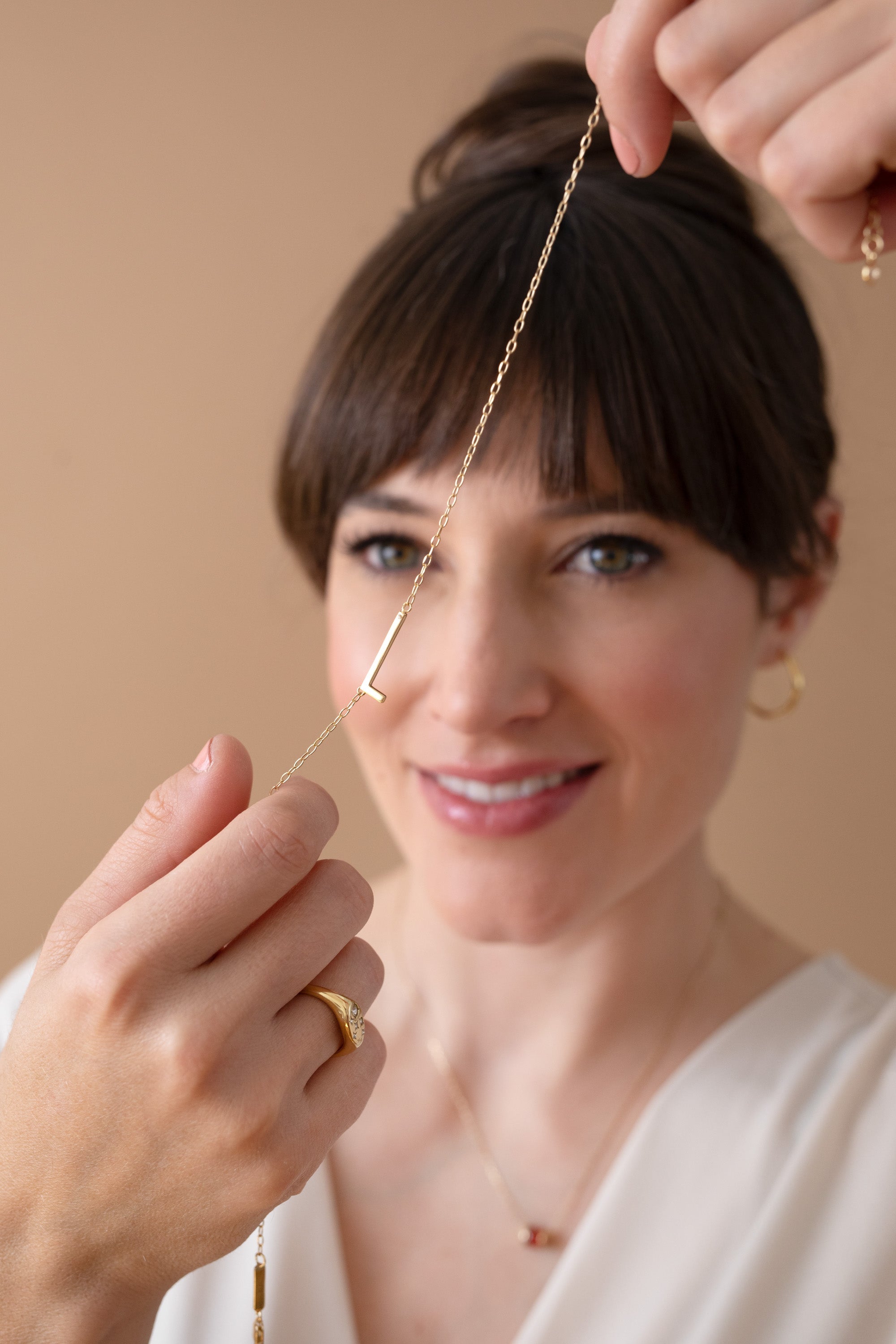 Initial L Precious Elongated Necklace, Necklaces, $ 39.90, A Moment Of Now™