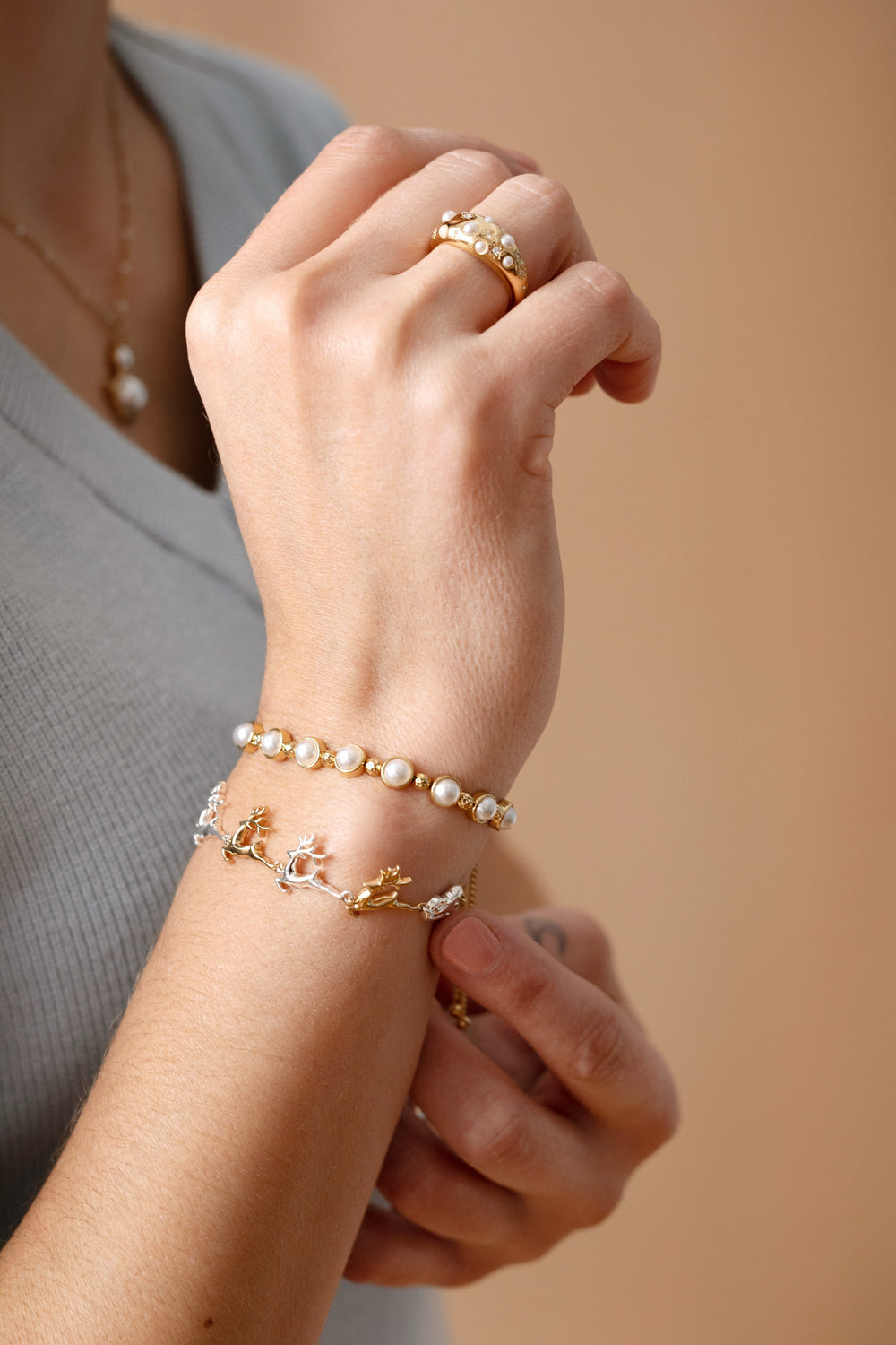 Pearl Bolo Beaded Bracelet, Bracelets, $ 34.90, A Moment Of Now™