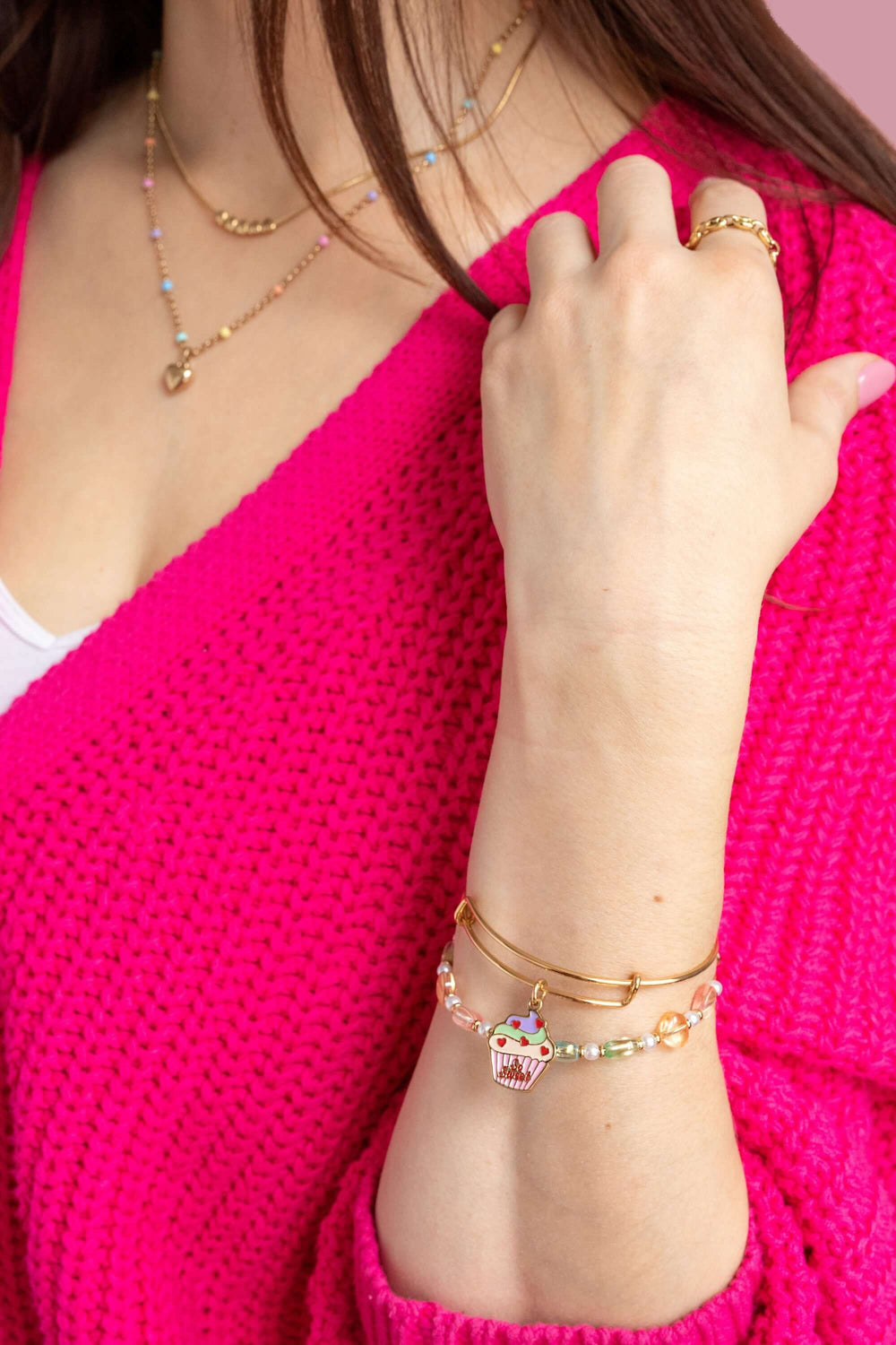 Colorful Heart Beaded Bangle, Bracelets, $ 28.00, A Moment Of Now™