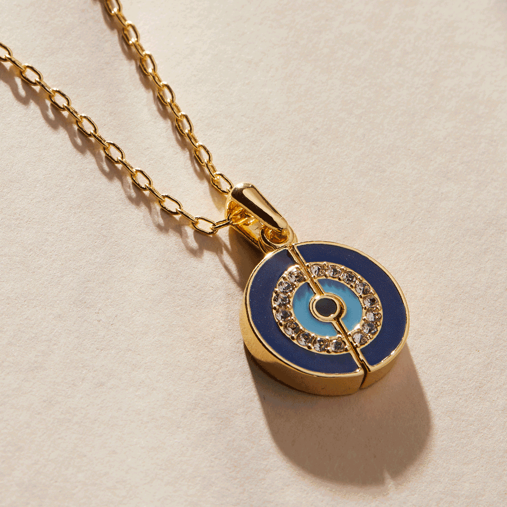 Evil Eye 'Positive Vibes' Mantra Necklace, Necklaces, $ 48.00, A Moment Of Now™