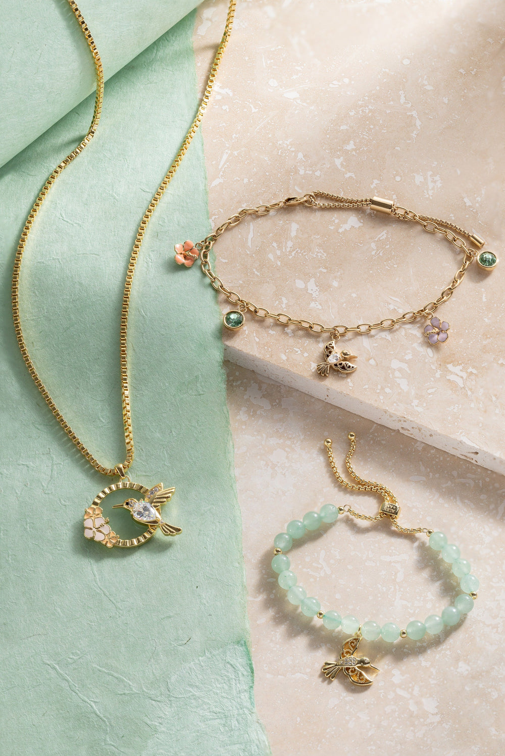 Hummingbird Multicharm Adjustable Anklet, Anklets, $ 44.00, A Moment Of Now™