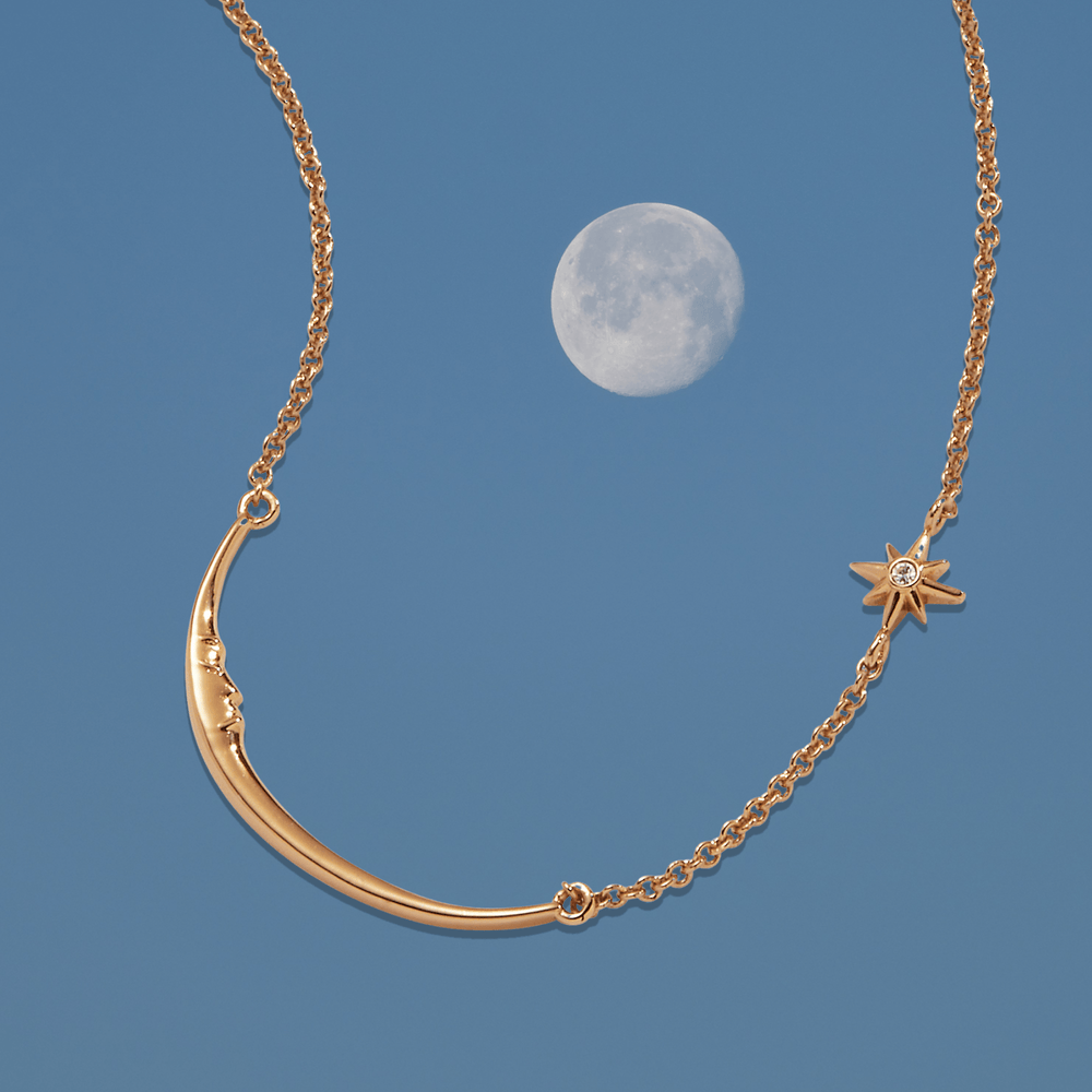 Crescent Moon Necklace, Necklaces, $ 48.00, A Moment Of Now™