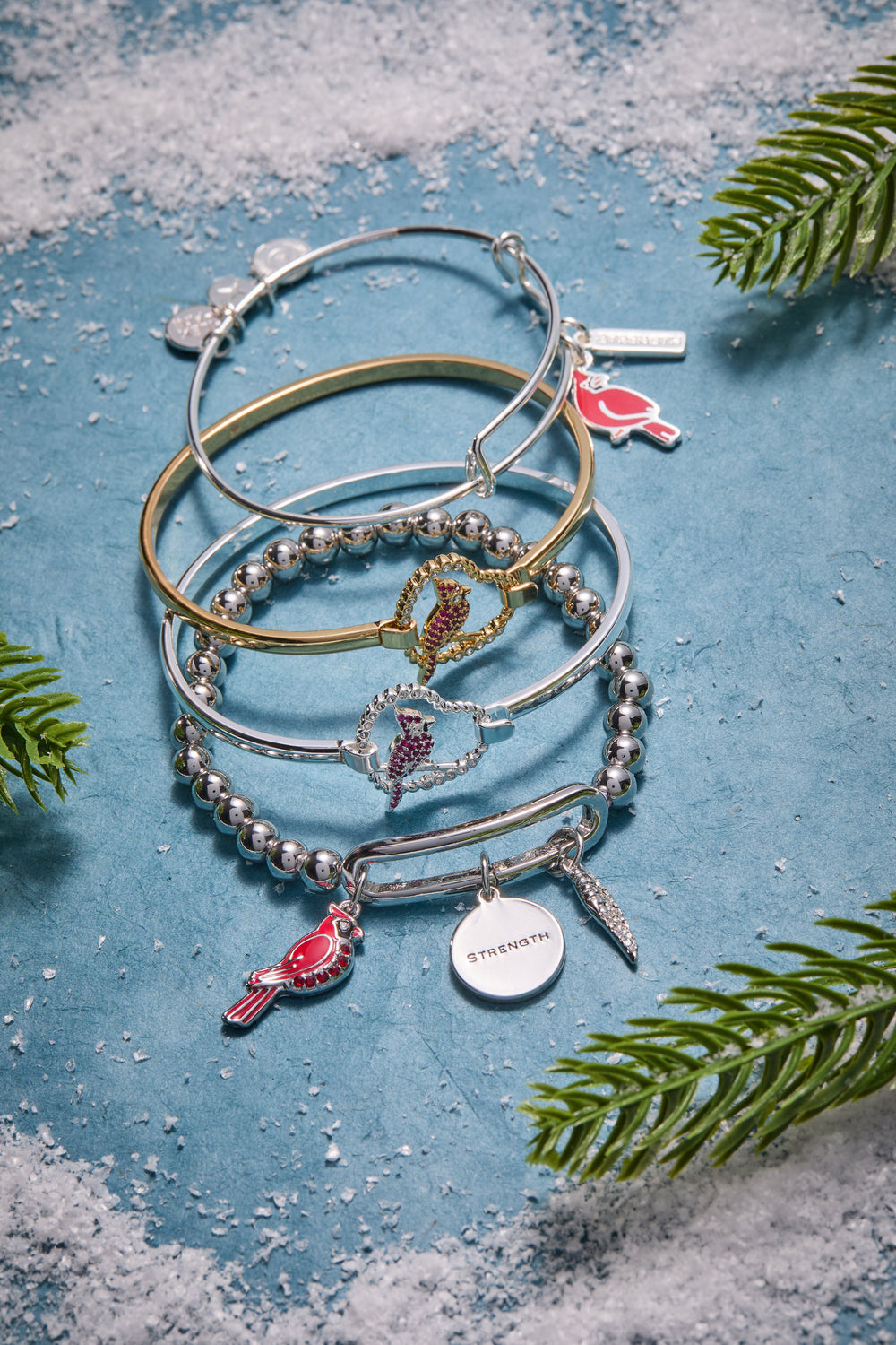 'Strength' Cardinal Duo Charm Bangle Bracelet, Bracelets, $ 28.00, A Moment Of Now™