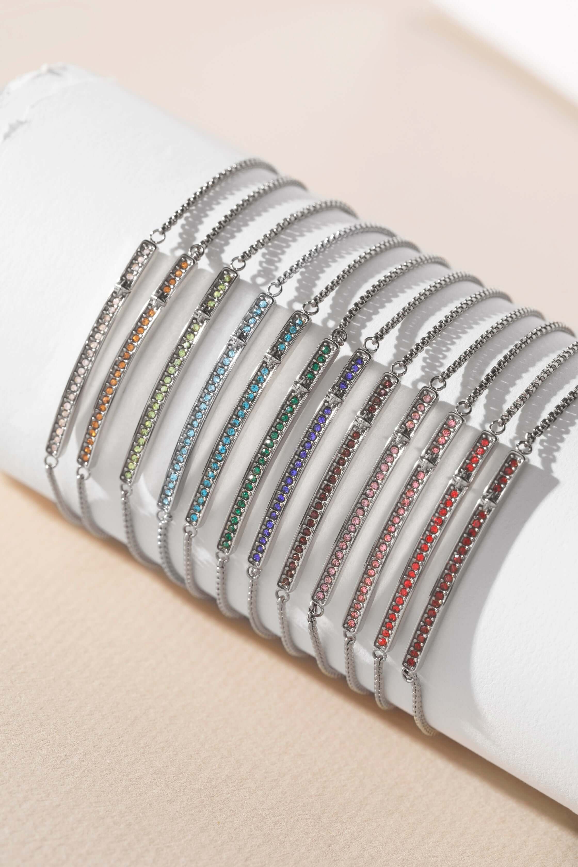 August Everyday Birthstone Pave Bolo Bracelet, Bracelets, $ 38.00, A Moment Of Now™