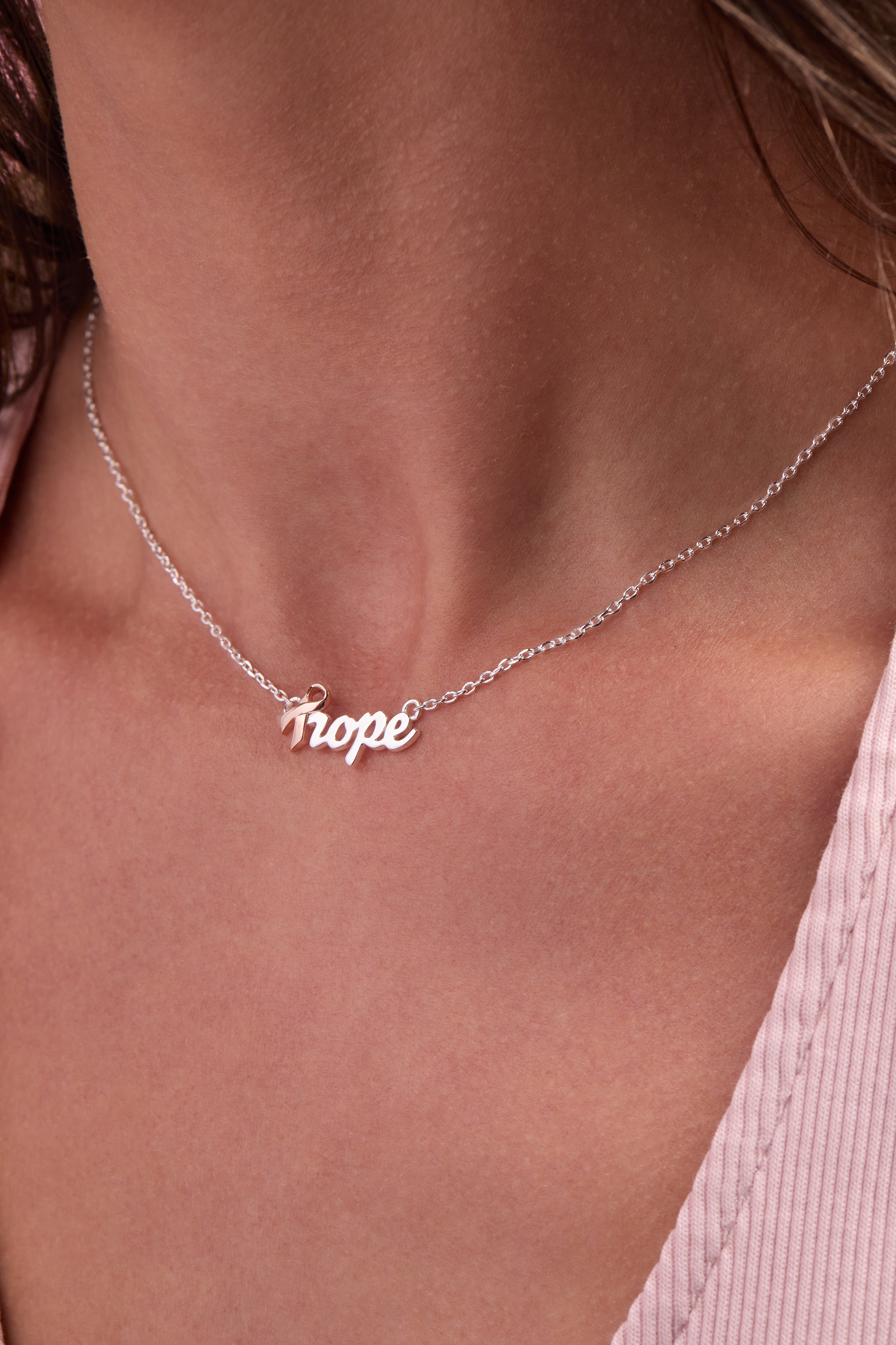 'Hope' Breast Cancer Awareness Pink Ribbon Necklace, Necklaces, $ 48.00, A Moment Of Now™
