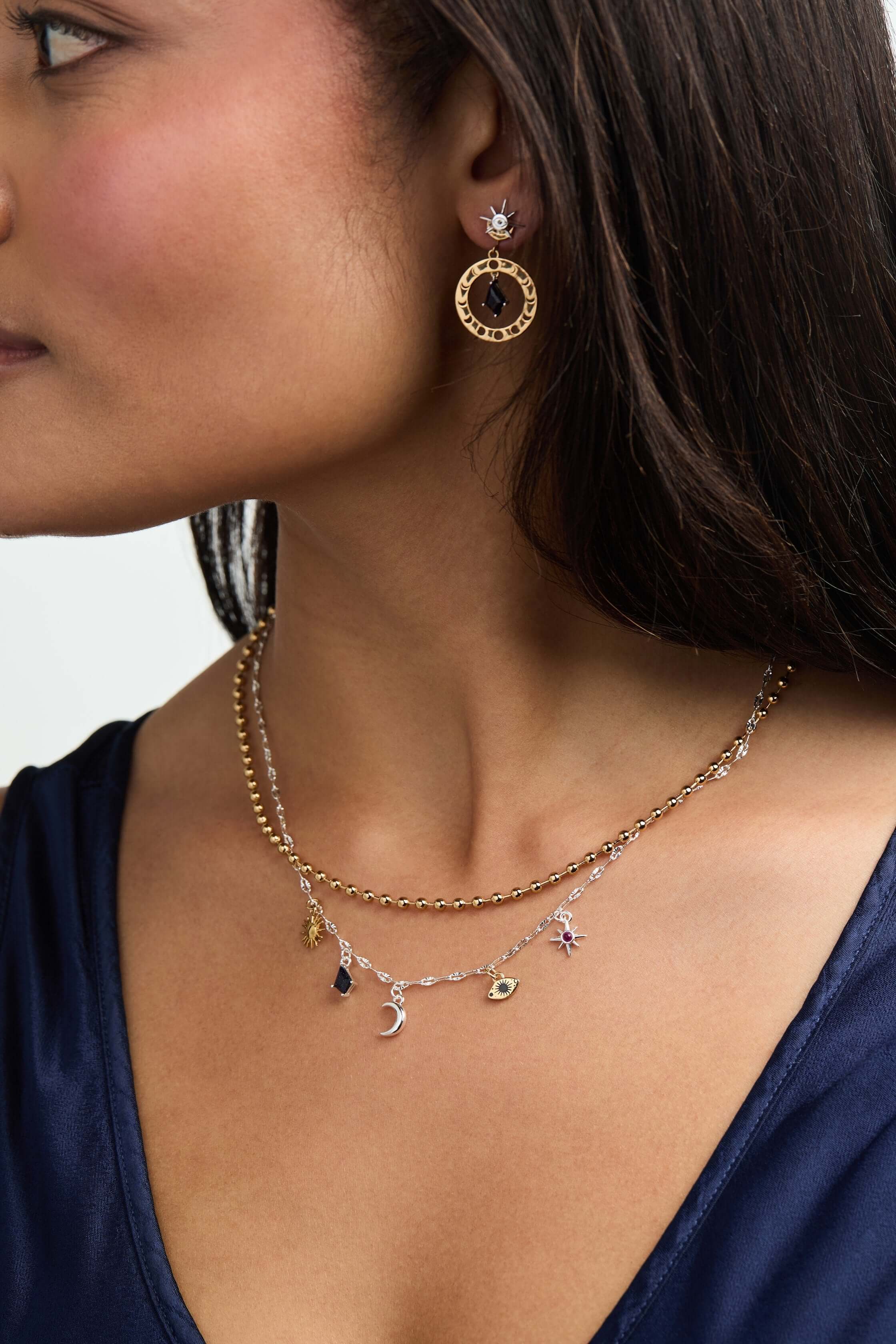 Moon Magic 2 Row Charm Necklace, Necklaces, $ 68.00, A Moment Of Now™