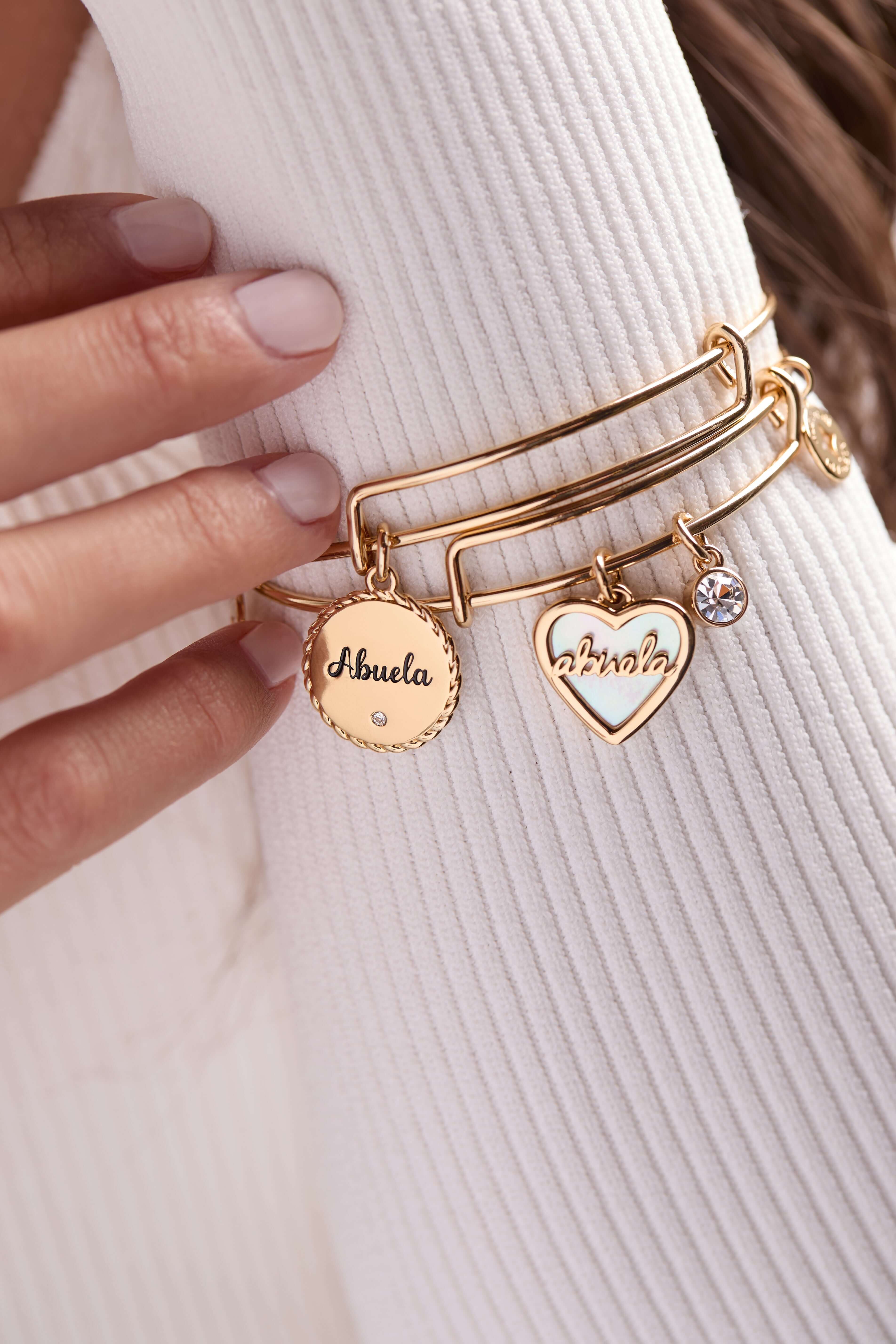 Abuela Mother of Pearl Heart Charm Bangle, Bracelets, $ 34.00, A Moment Of Now™