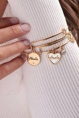 Abuela Mother of Pearl Heart Charm Bangle, Bracelets, $ 34.00, A Moment Of Now™