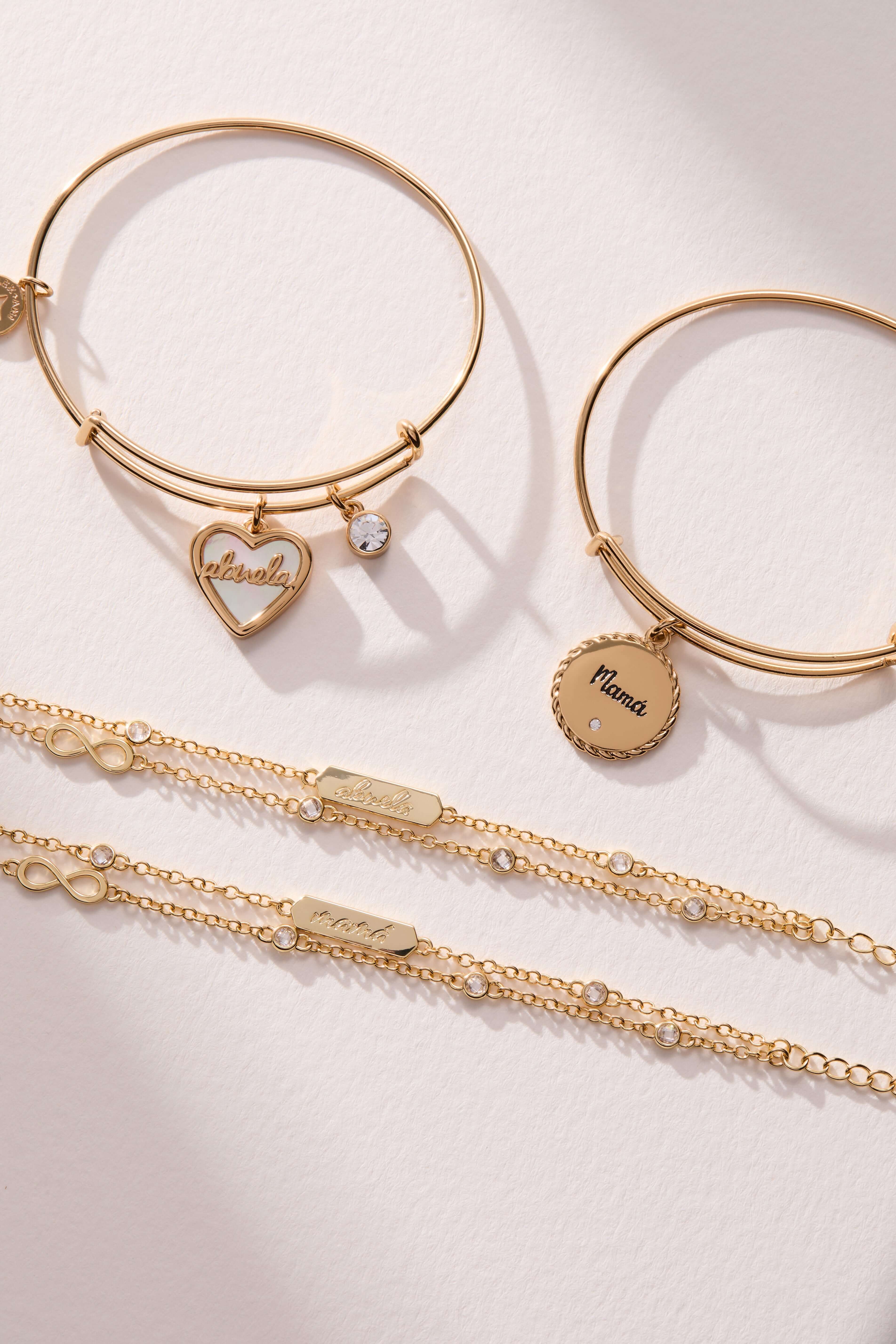 Mamá Mother of Pearl Heart Charm Bangle, Bracelets, $ 34.00, A Moment Of Now™
