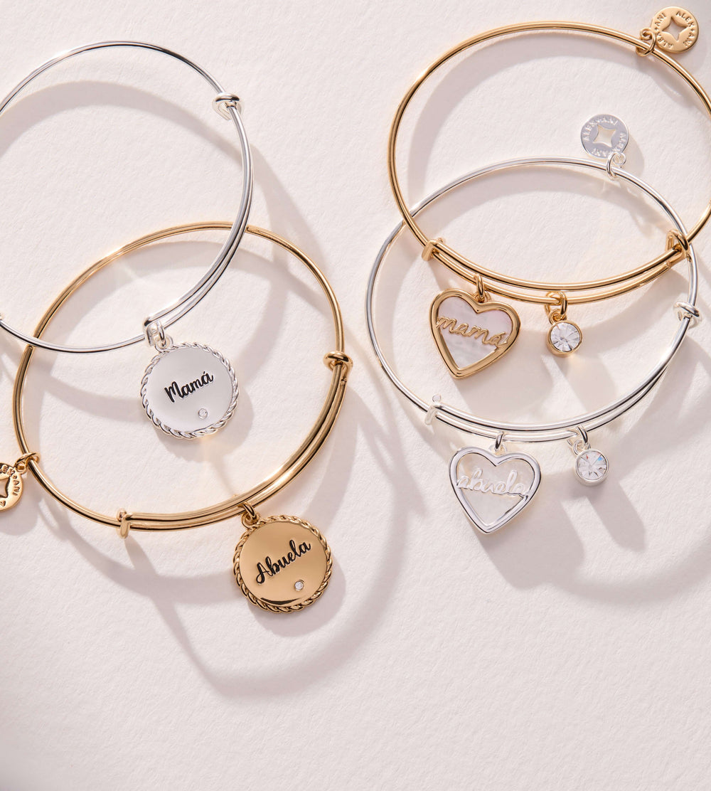 Mamá Mother of Pearl Heart Charm Bangle, Bracelets, $ 34.00, A Moment Of Now™