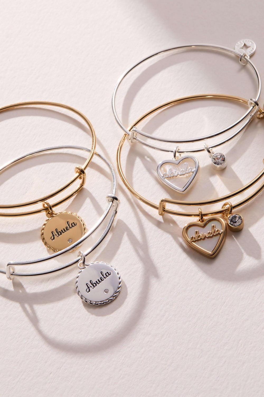 Abuela Mother of Pearl Heart Charm Bangle, Bracelets, $ 34.00, A Moment Of Now™