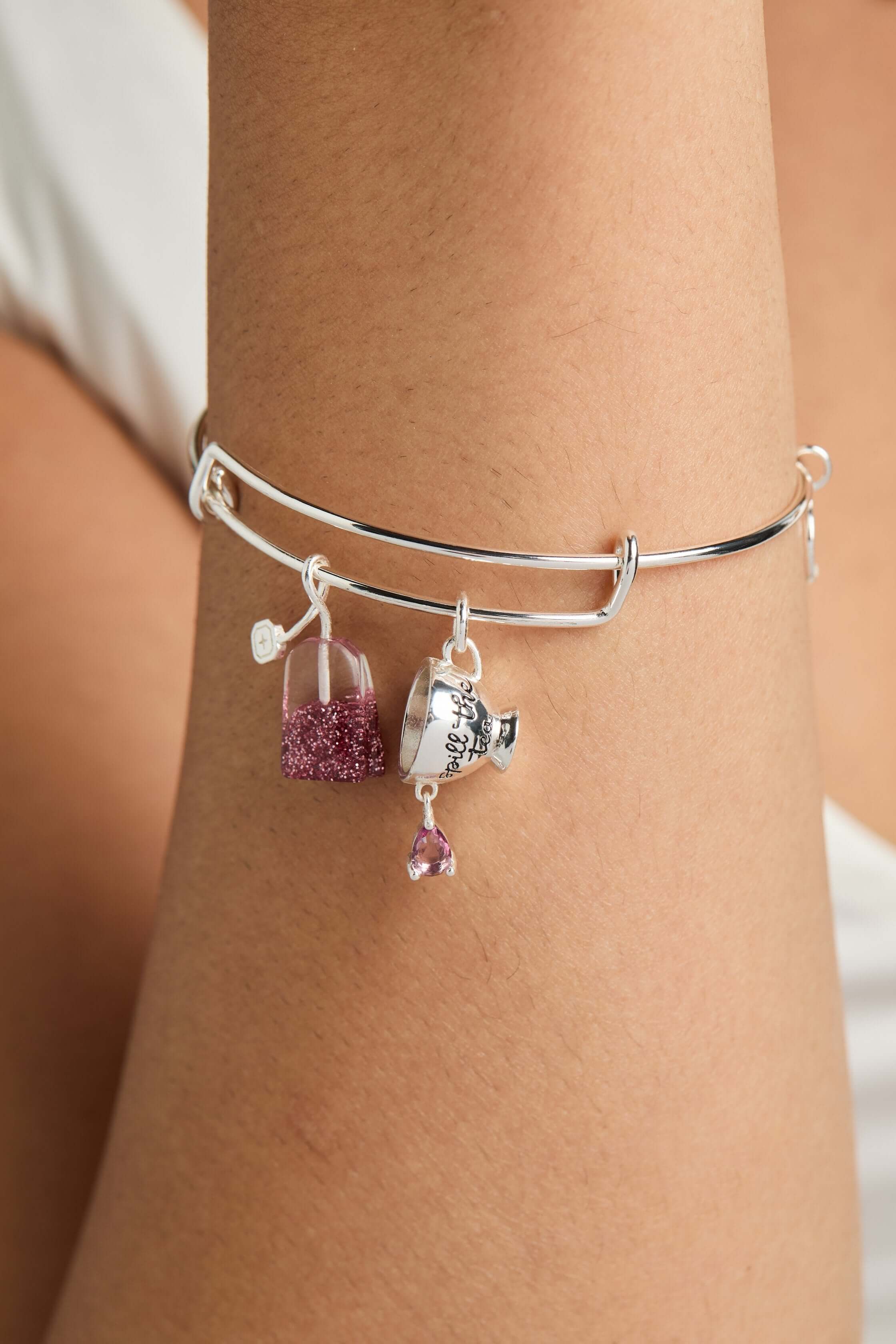 'Spill the Tea' Cup & Tea Bag Charm Bangle, Bracelets, $ 34.00, A Moment Of Now™
