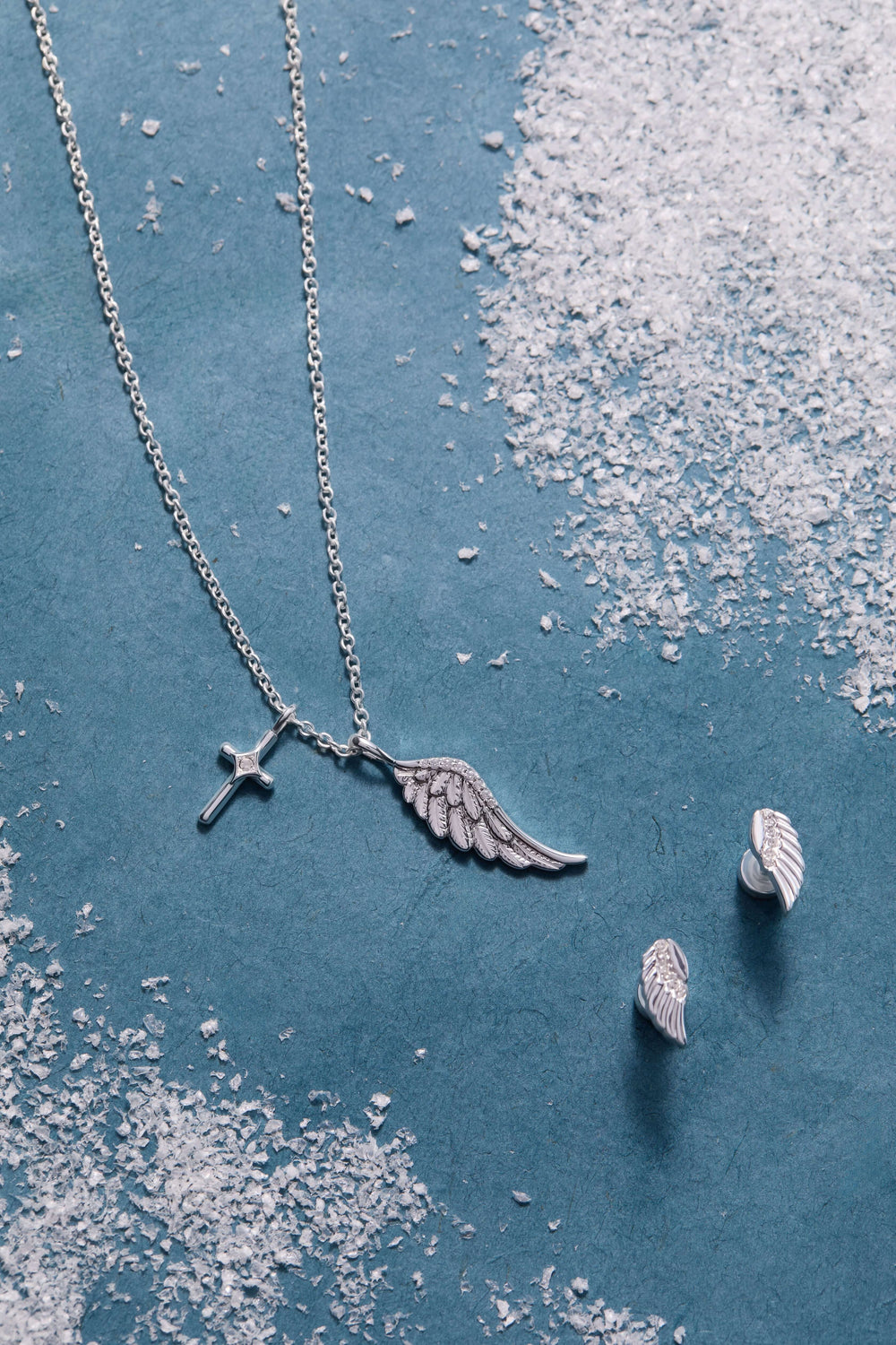 Faith Cross and Angel Wing Charm Necklace, Necklaces, $ 44.00, A Moment Of Now™