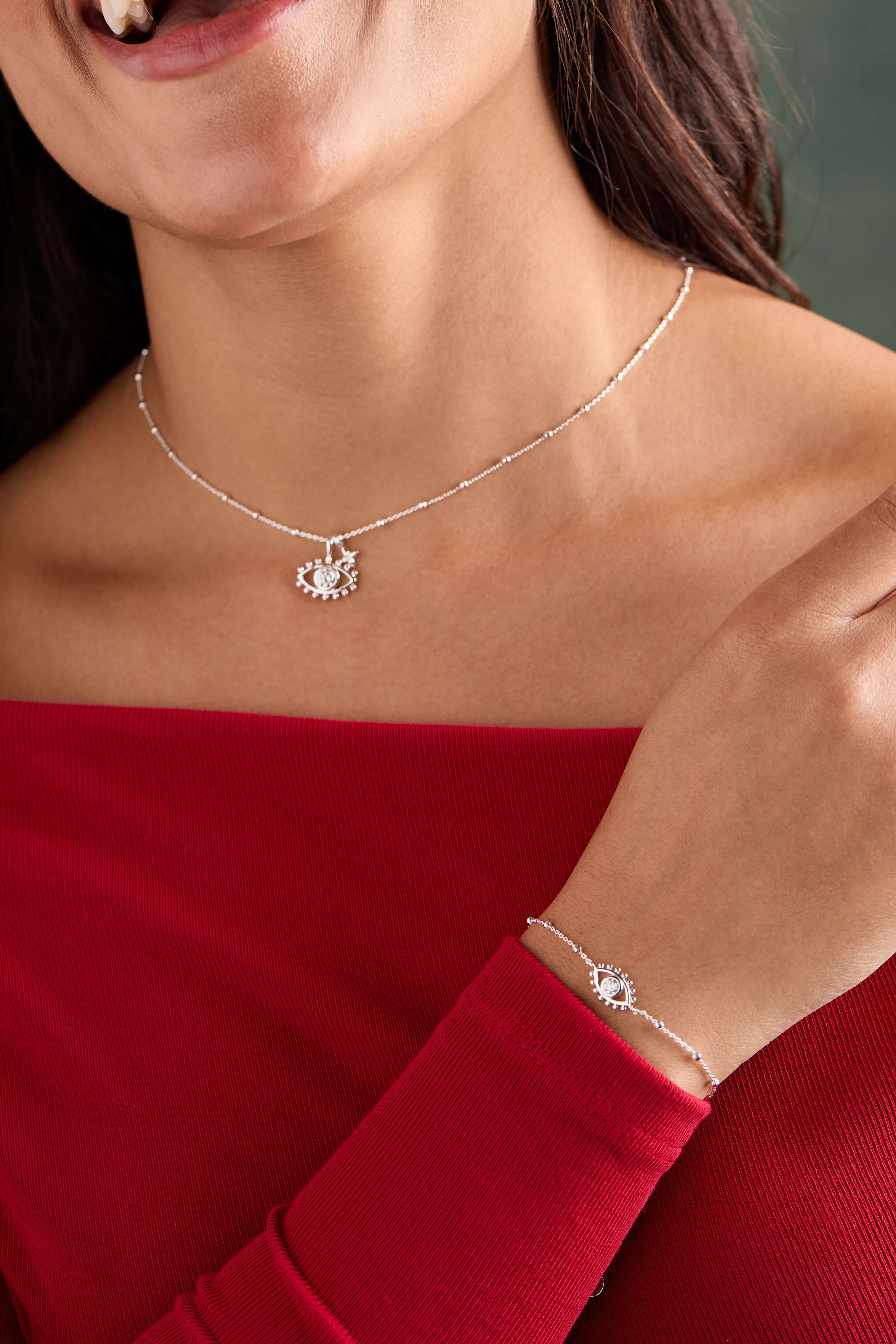 Evil Eye Duo Charm Necklace, Necklaces, $ 44.00, A Moment Of Now™