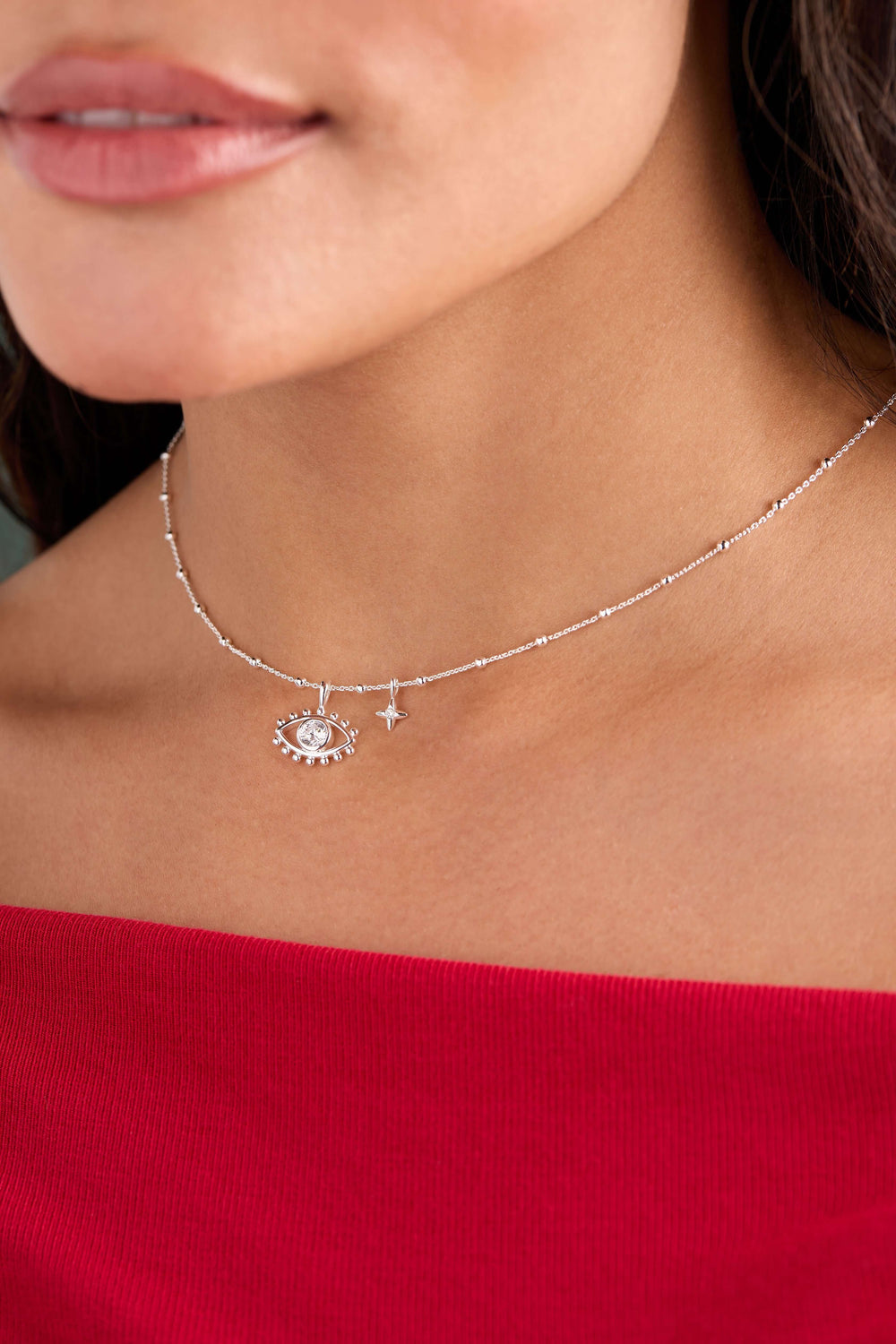 Evil Eye Duo Charm Necklace, Necklaces, $ 44.00, A Moment Of Now™
