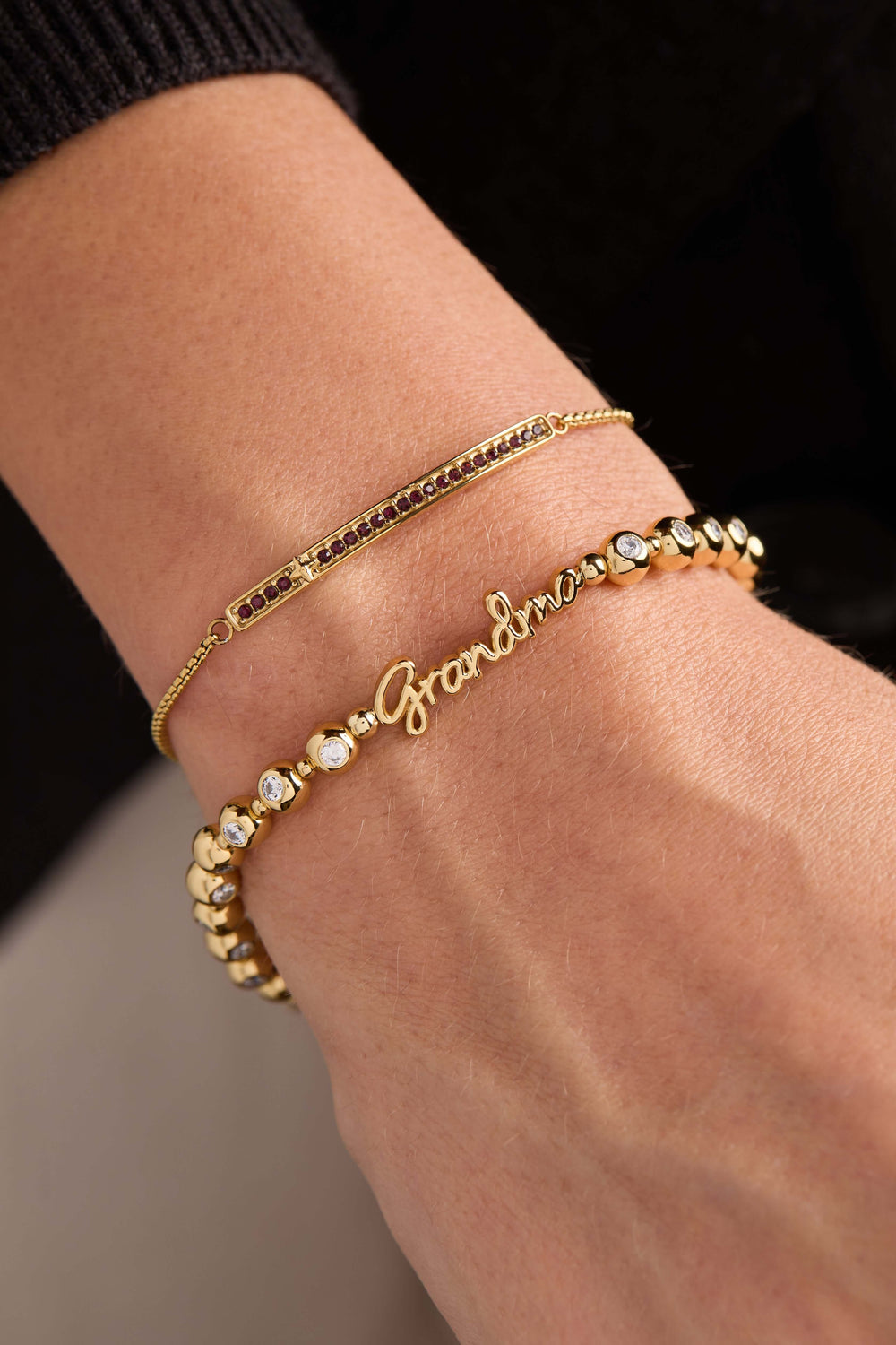 Grandma Elongated Crystal Stretch Bracelet, Bracelets, $ 44.00, A Moment Of Now™
