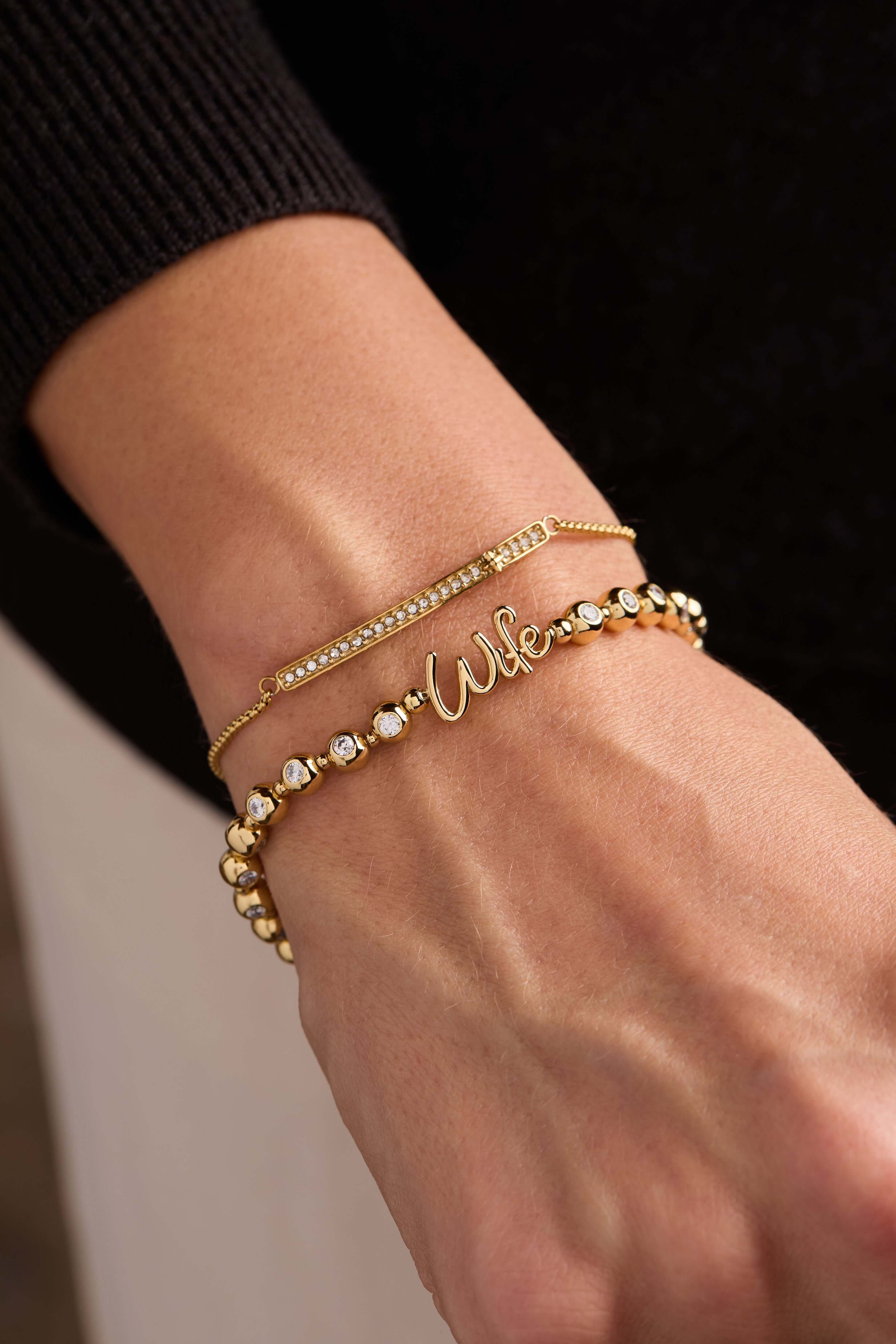 Wife Elongated Crystal Stretch Bracelet, Bracelets, $ 44.00, A Moment Of Now™