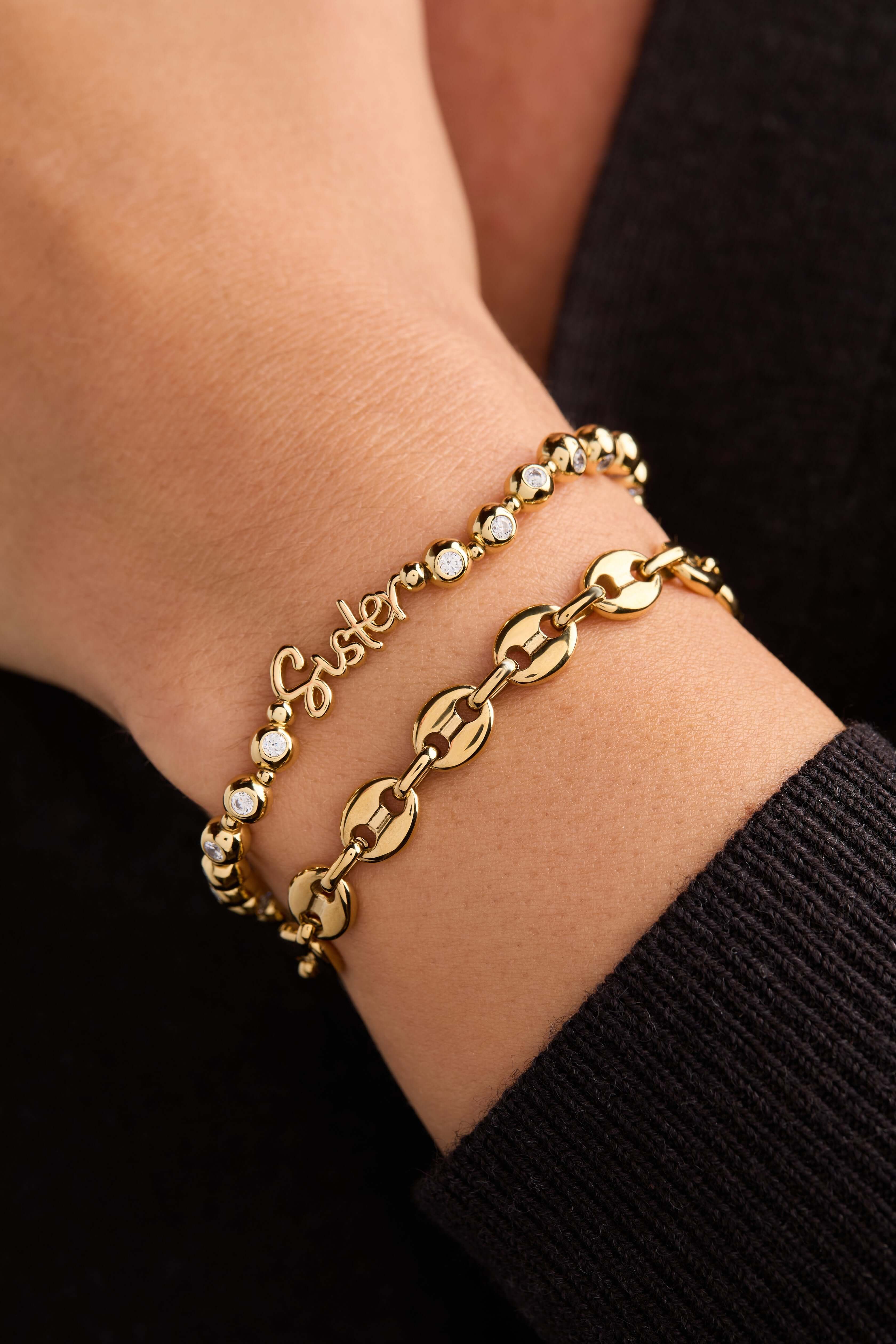 Sister Elongated Crystal Stretch Bracelet, Bracelets, $ 44.00, A Moment Of Now™