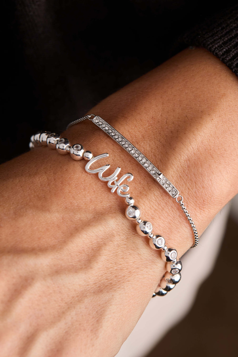 Wife Elongated Crystal Stretch Bracelet, Bracelets, $ 44.00, A Moment Of Now™