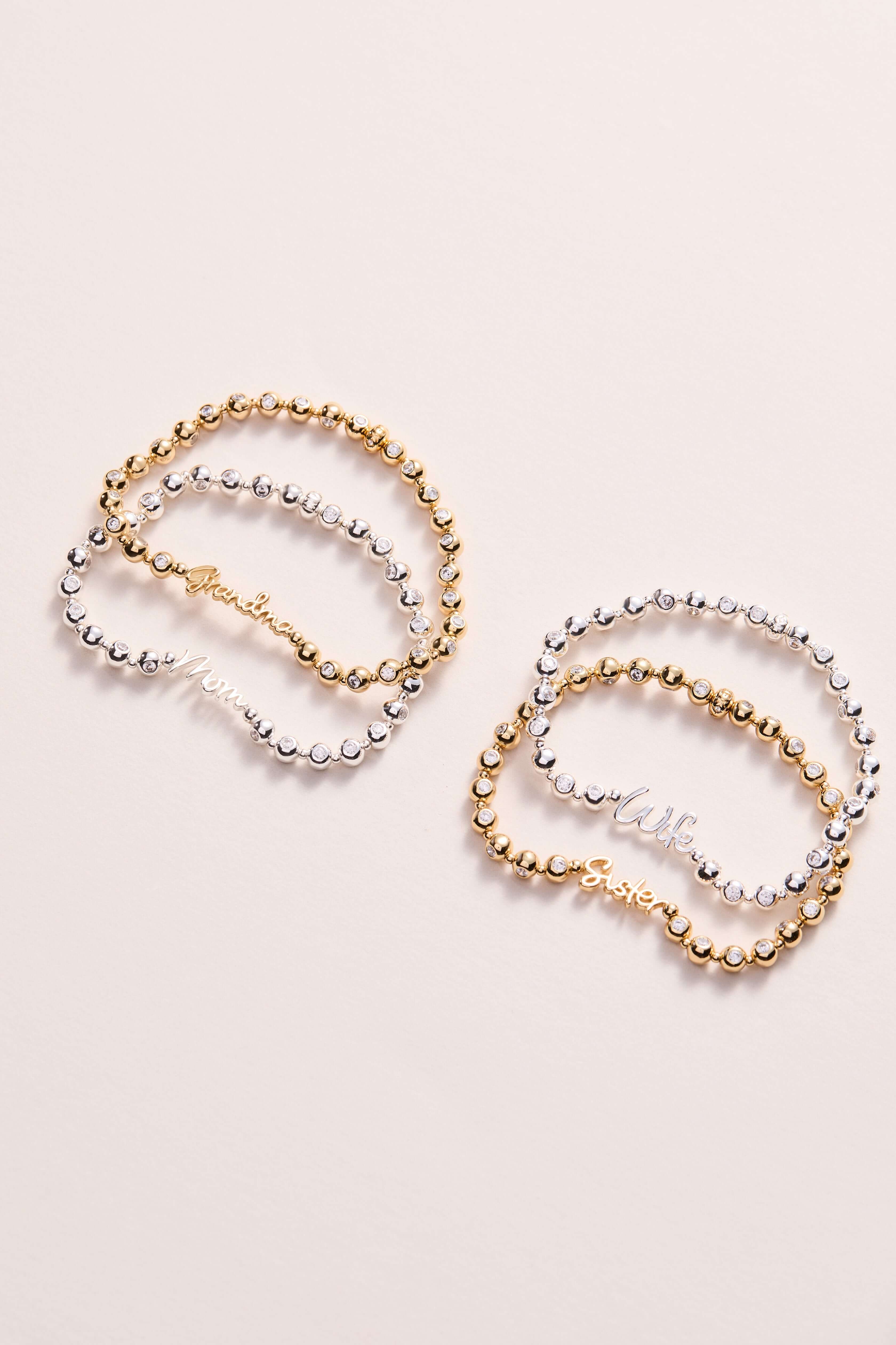 Wife Elongated Crystal Stretch Bracelet, Bracelets, $ 44.00, A Moment Of Now™