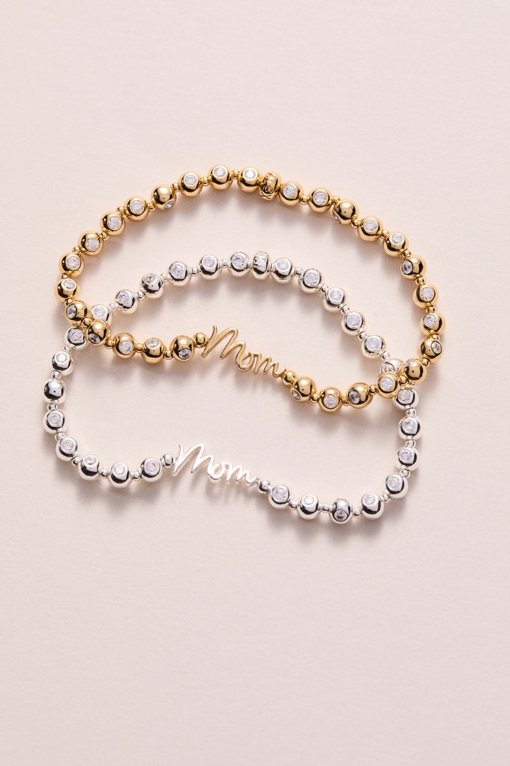 Mom Elongated Crystal Stretch Bracelet, Bracelets, $ 44.00, A Moment Of Now™