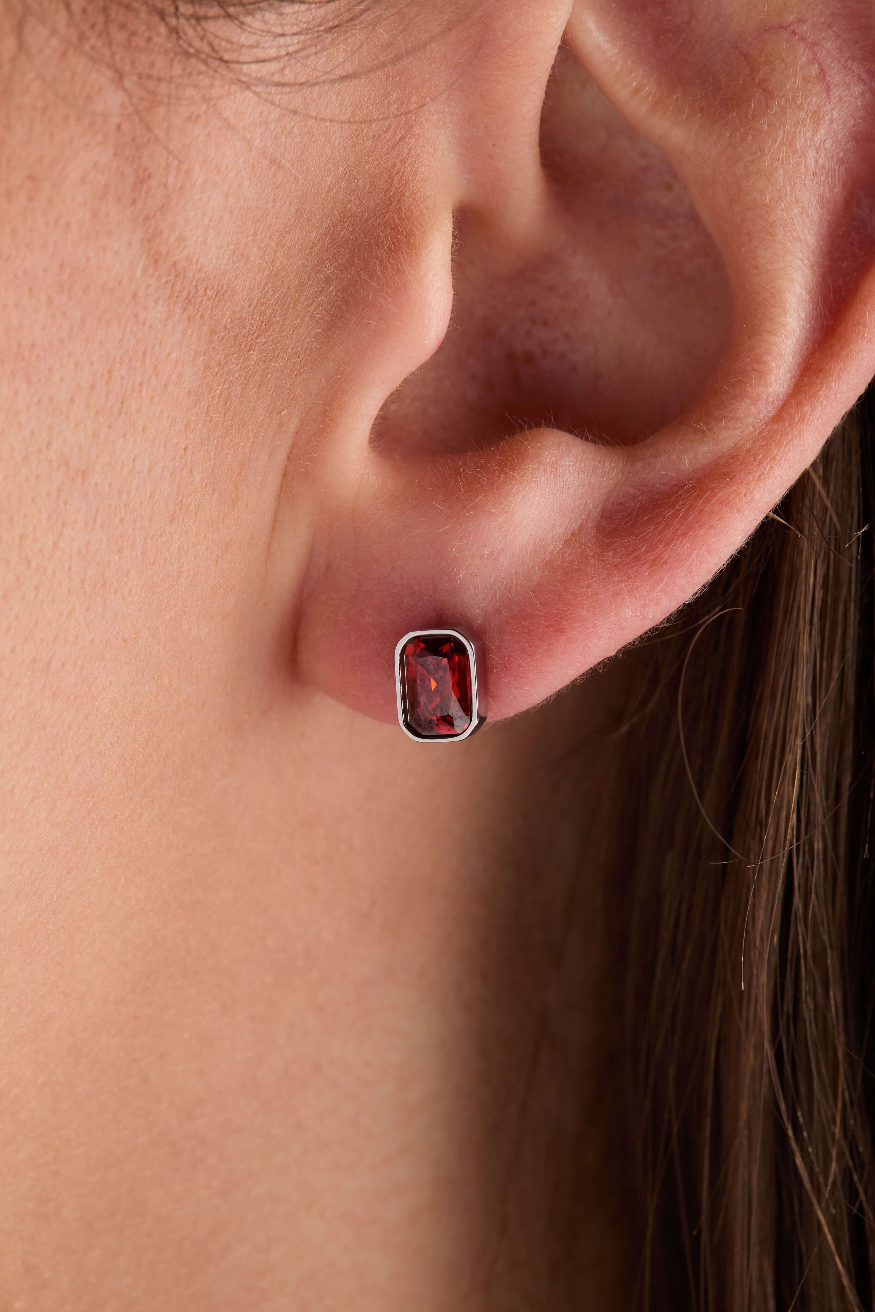 January Emerald-Cut Birthstone Stud, Earrings, $ 28.00, A Moment Of Now™
