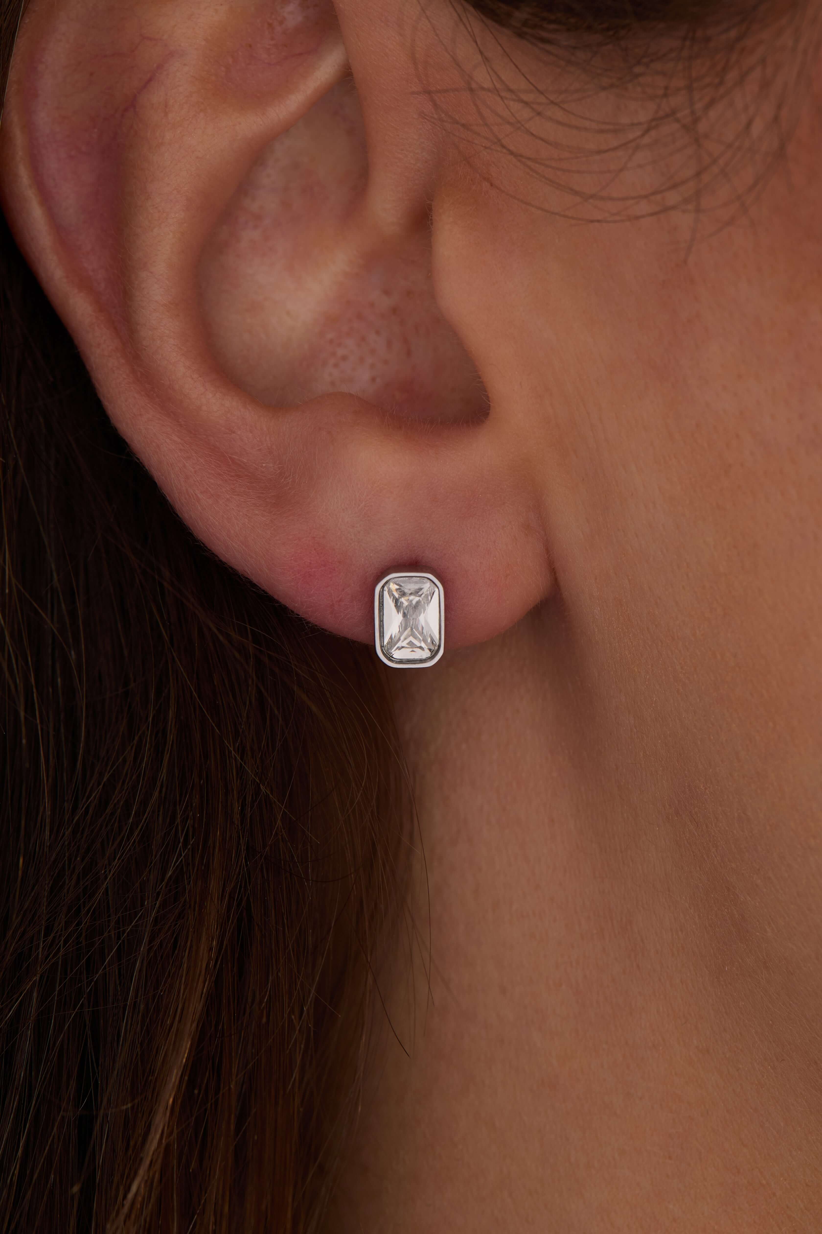 April Emerald-Cut Birthstone Stud Earrings, Earrings, $ 28.00, A Moment Of Now™
