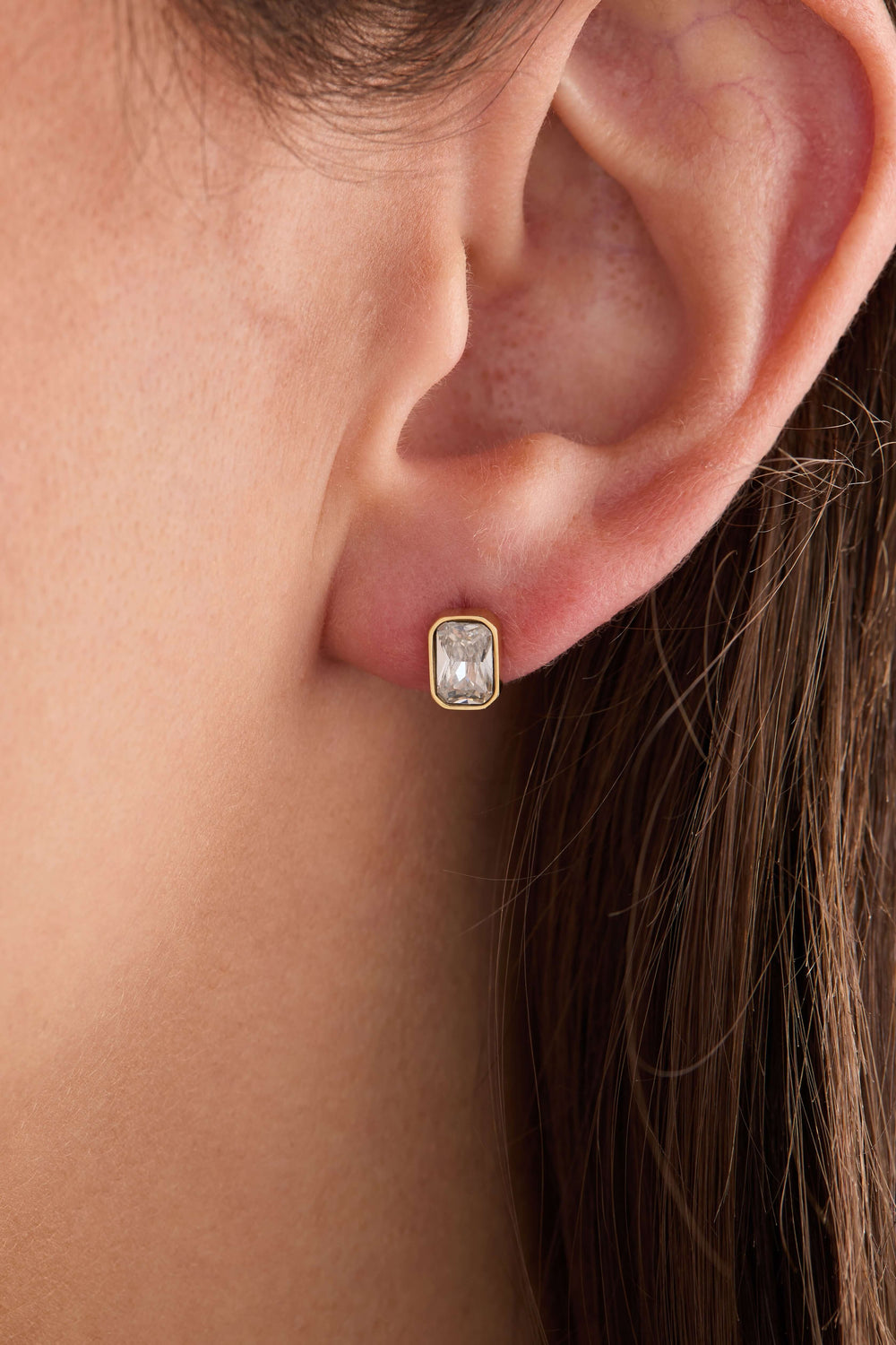 April Emerald-Cut Birthstone Stud Earrings, Earrings, $ 28.00, A Moment Of Now™