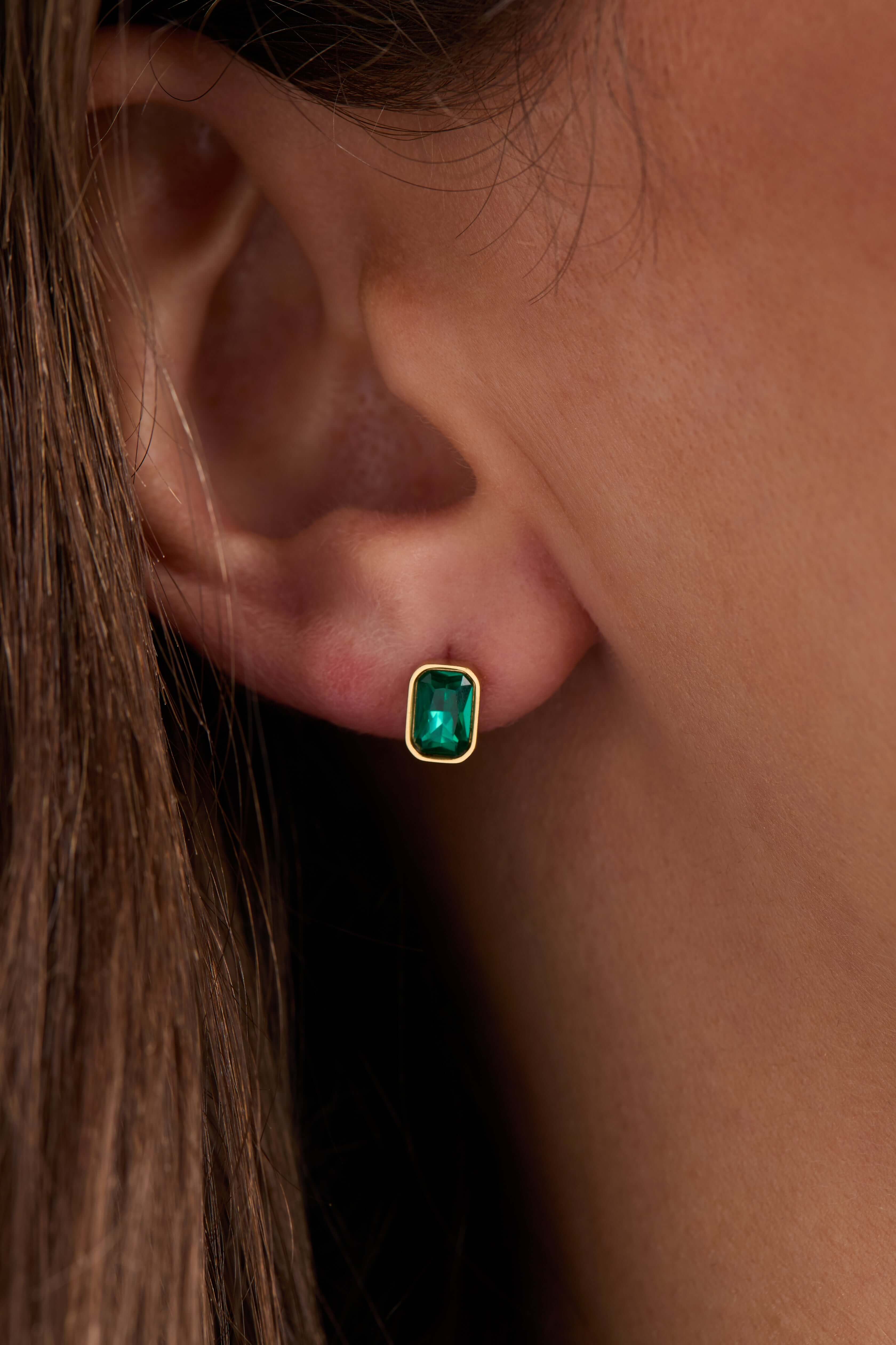 December Emerald-Cut Birthstone Stud Earrings, Earrings, $ 28.00, A Moment Of Now™