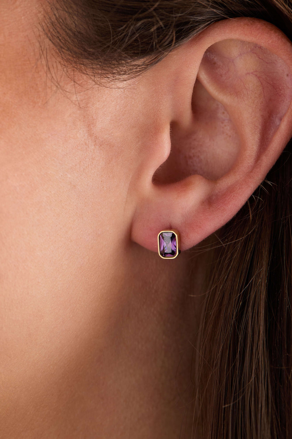 February Emerald-Cut Birthstone Stud Earrings, Earrings, $ 28.00, A Moment Of Now™