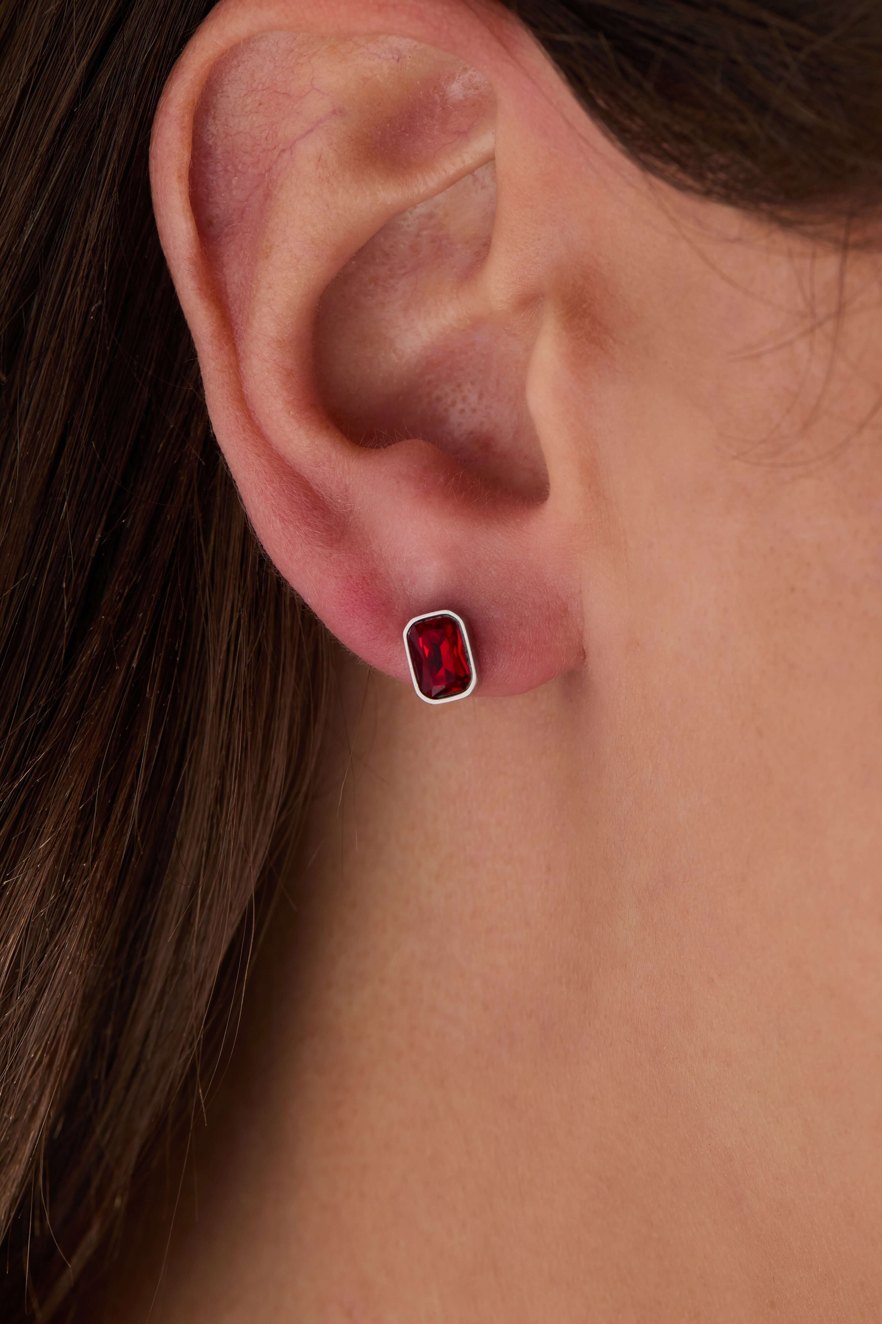 July Emerald-Cut Birthstone Stud Earrings, Earrings, $ 28.00, A Moment Of Now™
