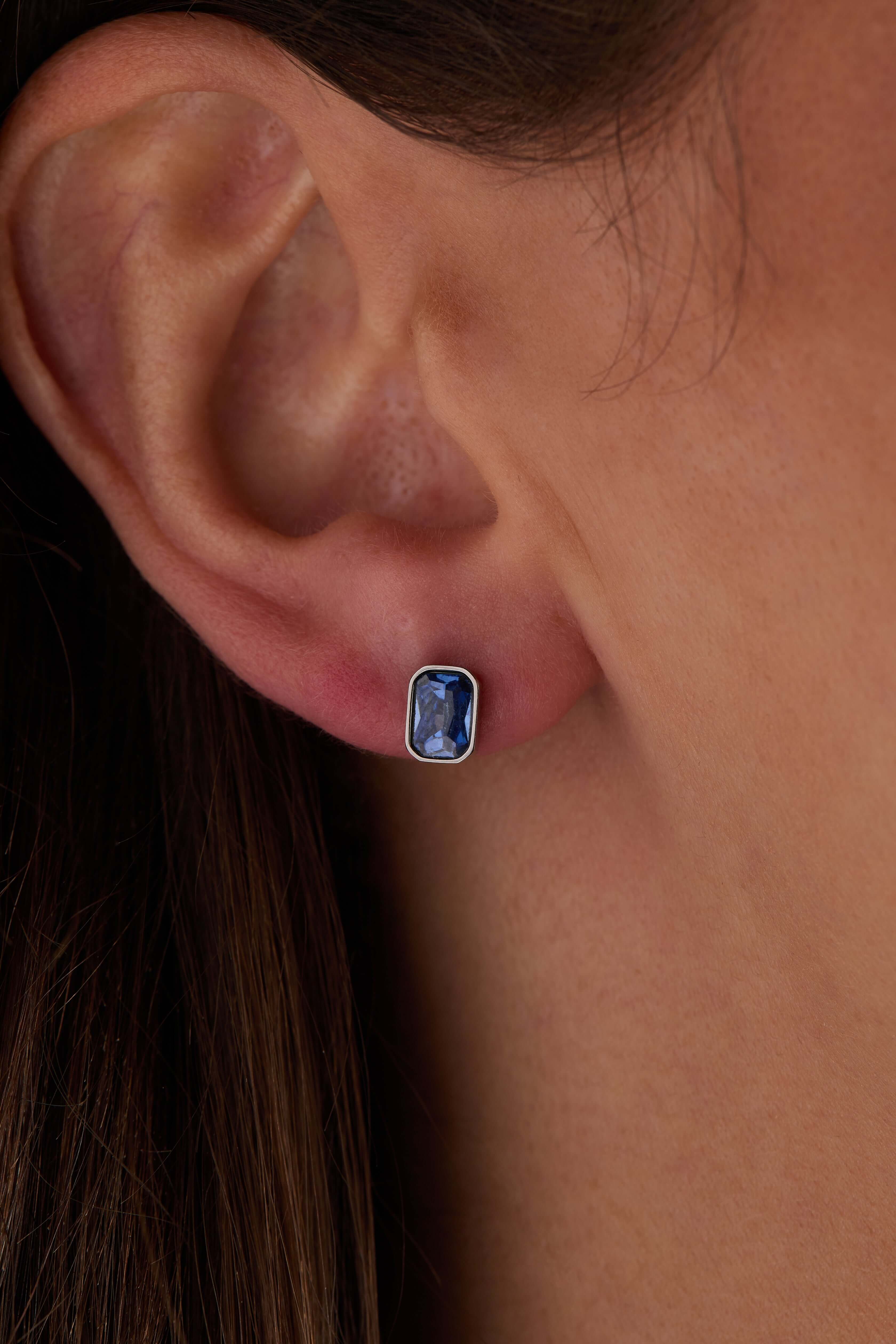 September Emerald-Cut Birthstone Stud Earrings, Earrings, $ 28.00, A Moment Of Now™