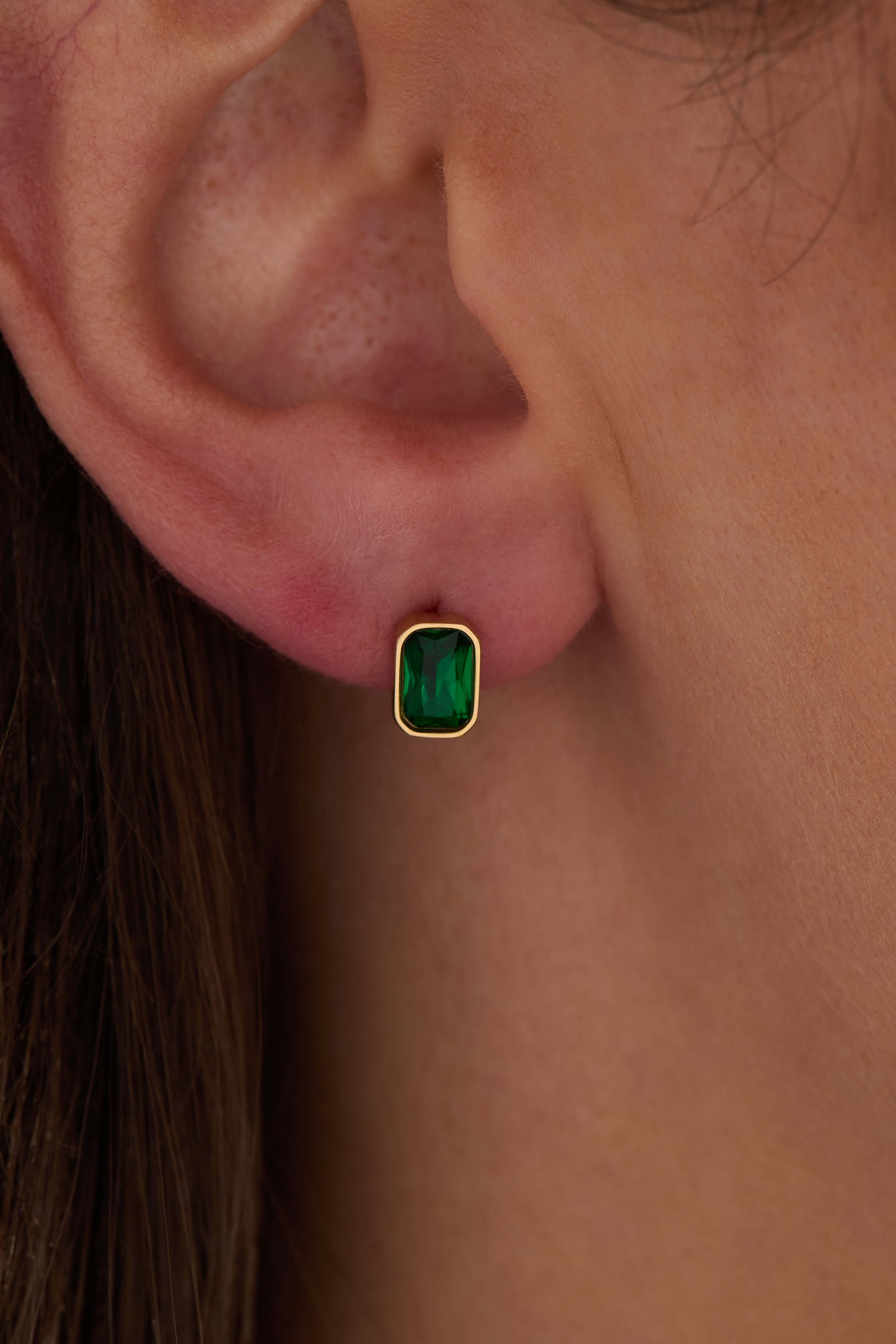 May Emerald-Cut Birthstone Stud Earrings, Earrings, $ 28.00, A Moment Of Now™