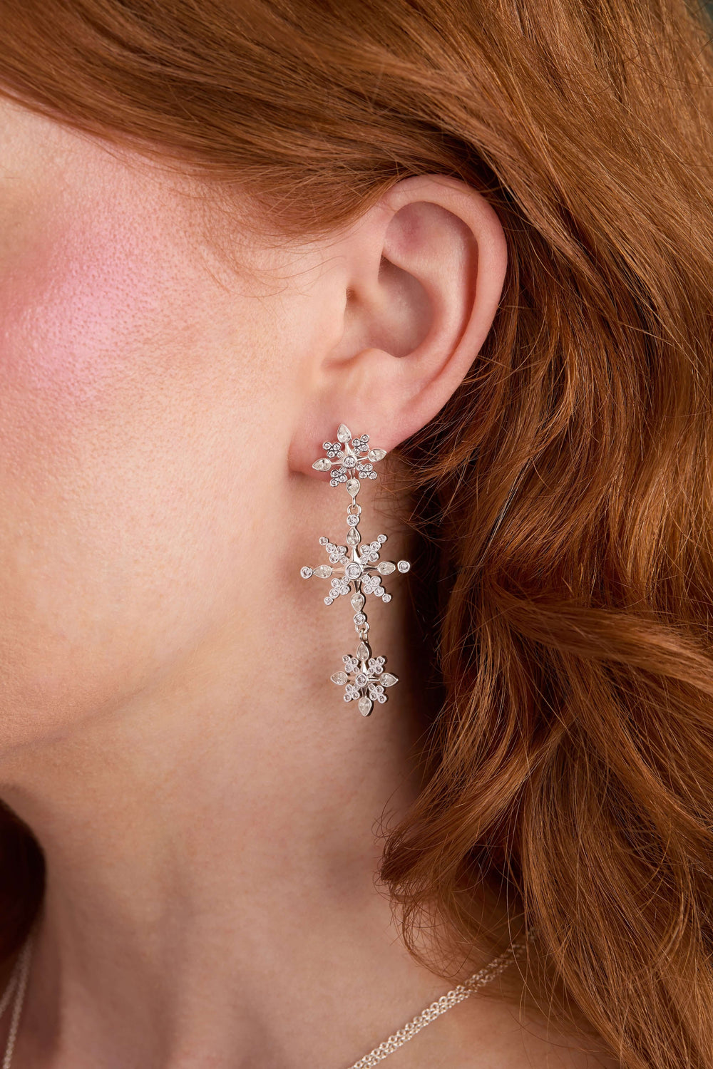 Crystal Snowflake Linear Earrings, Earrings, $ 48.00, A Moment Of Now™