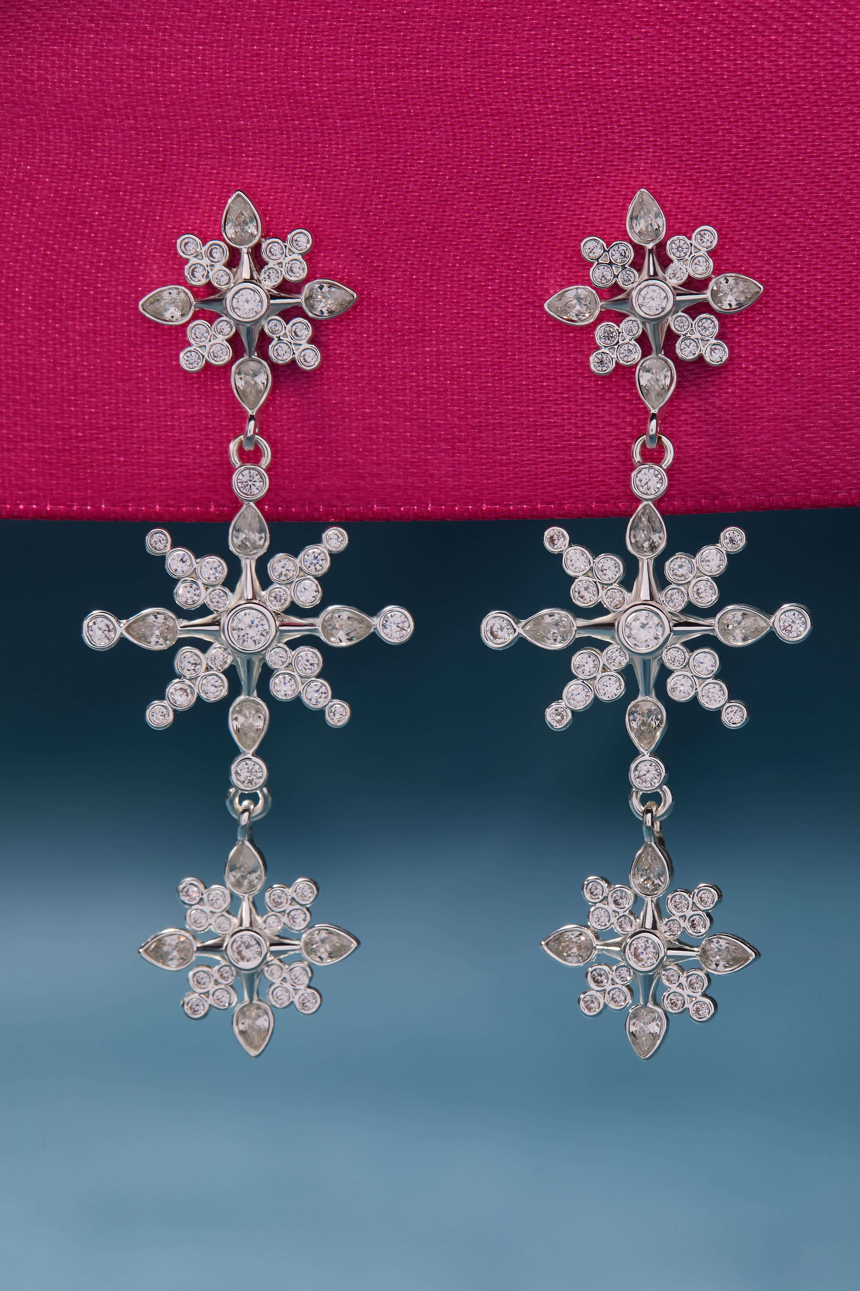 Crystal Snowflake Linear Earrings, Earrings, $ 48.00, A Moment Of Now™