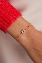 Star of David Delicate Pave Beaded Chain Bracelet, Bracelets, $ 68.00, A Moment Of Now™