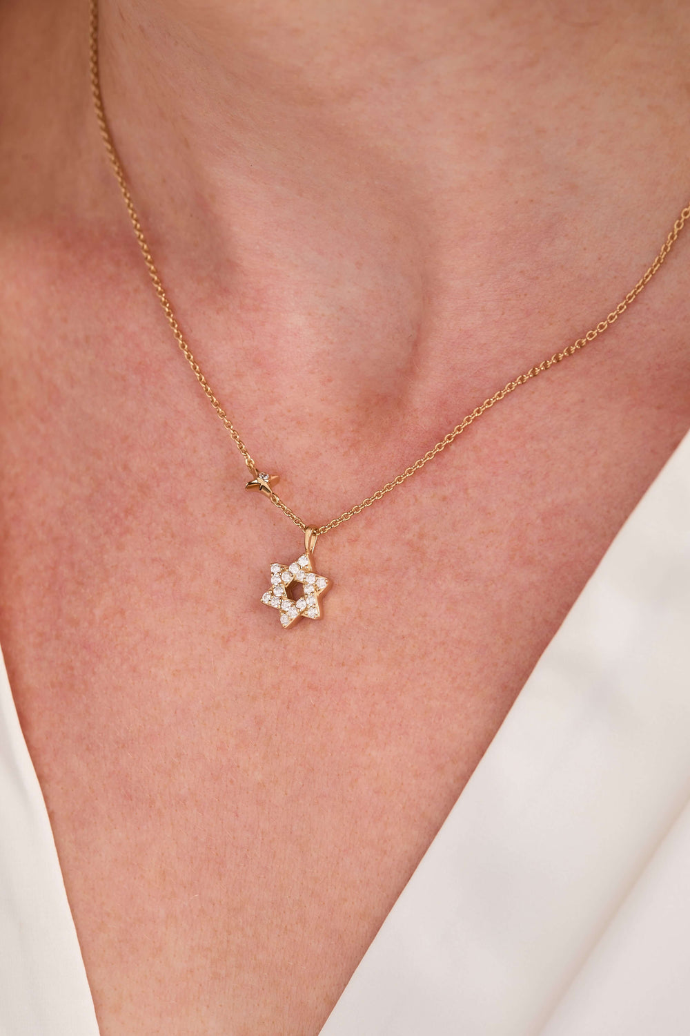 Star of David Delicate Pave Crystal Pendant Necklace, Necklaces, $ 78.00, A Moment Of Now™