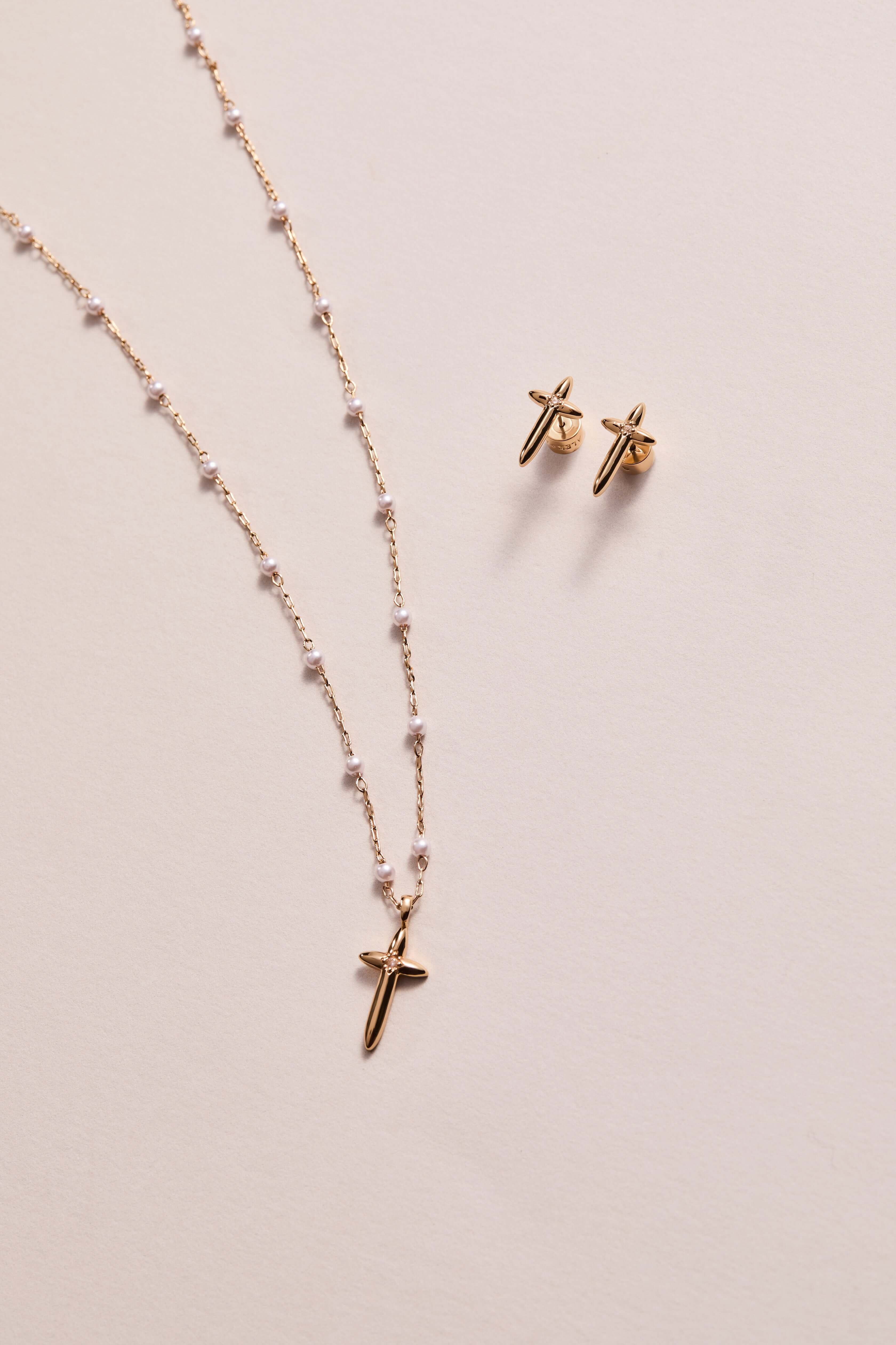 Cross 4:13 Pearl Rosary Chain Pendant Necklace, Necklaces, $ 44.00, A Moment Of Now™