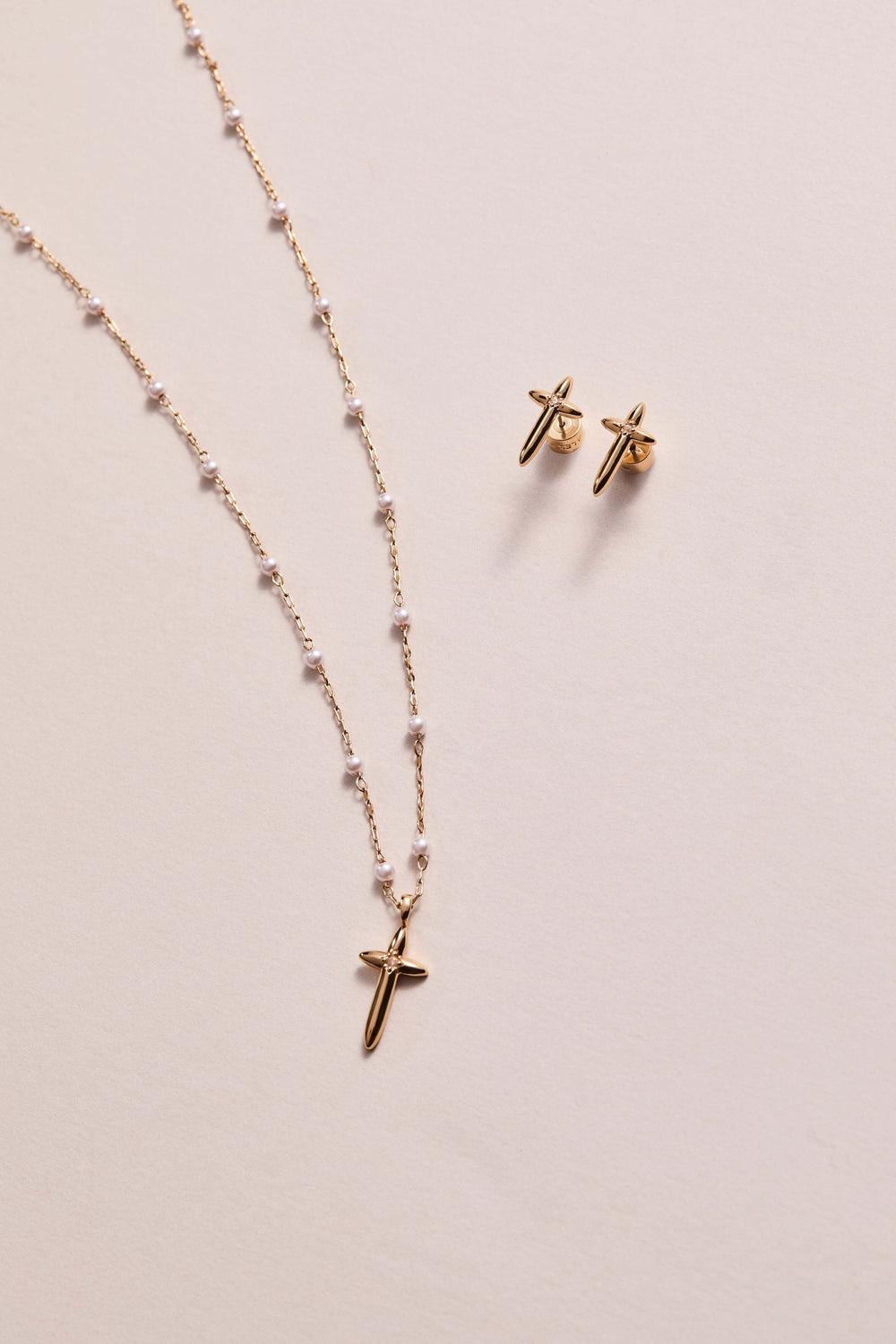 Cross 4:13 Pearl Rosary Chain Pendant Necklace, Necklaces, $ 44.00, A Moment Of Now™