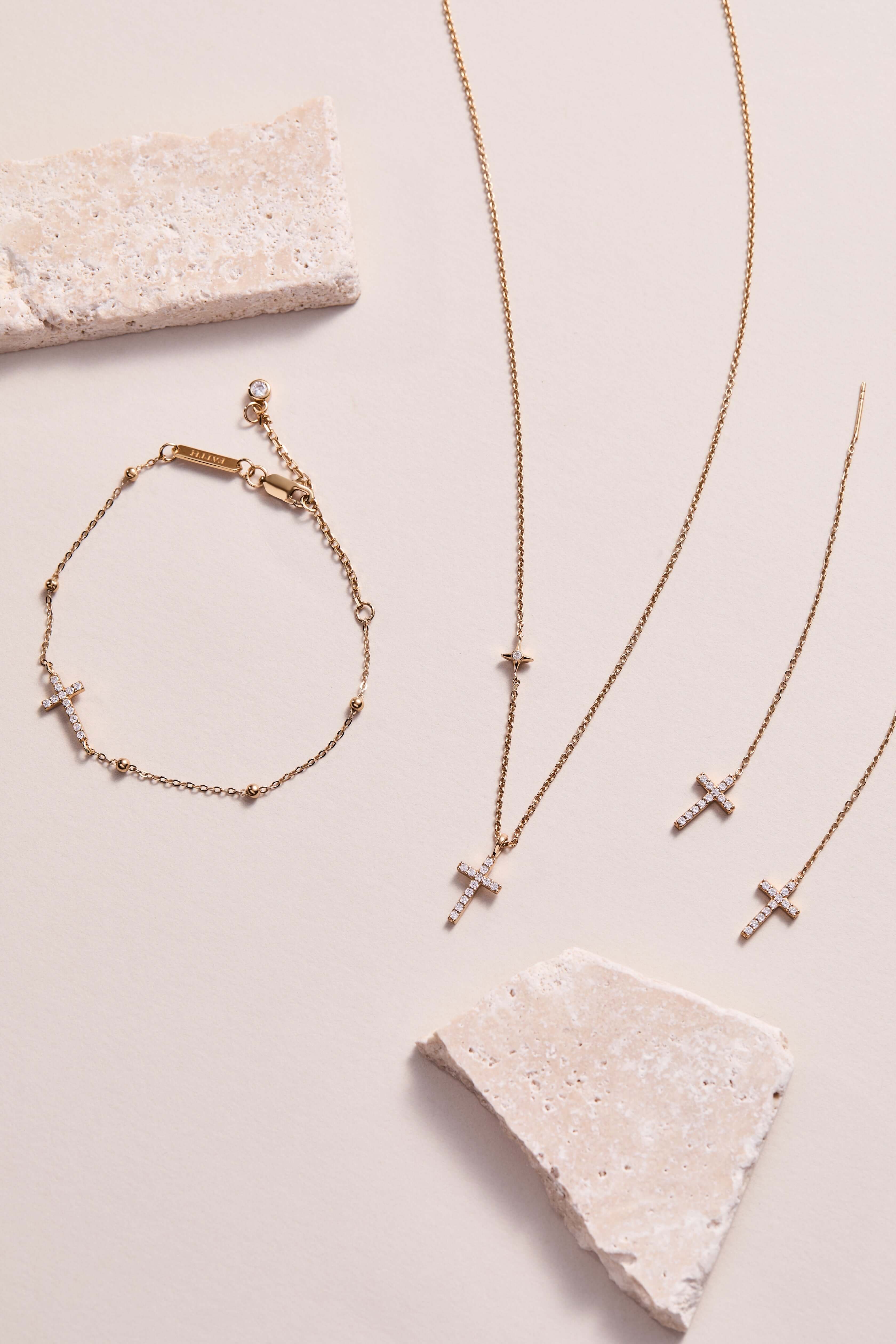 Cross Delicate Pave Crystal Threader Earrings, Earrings, $ 44.00, A Moment Of Now™