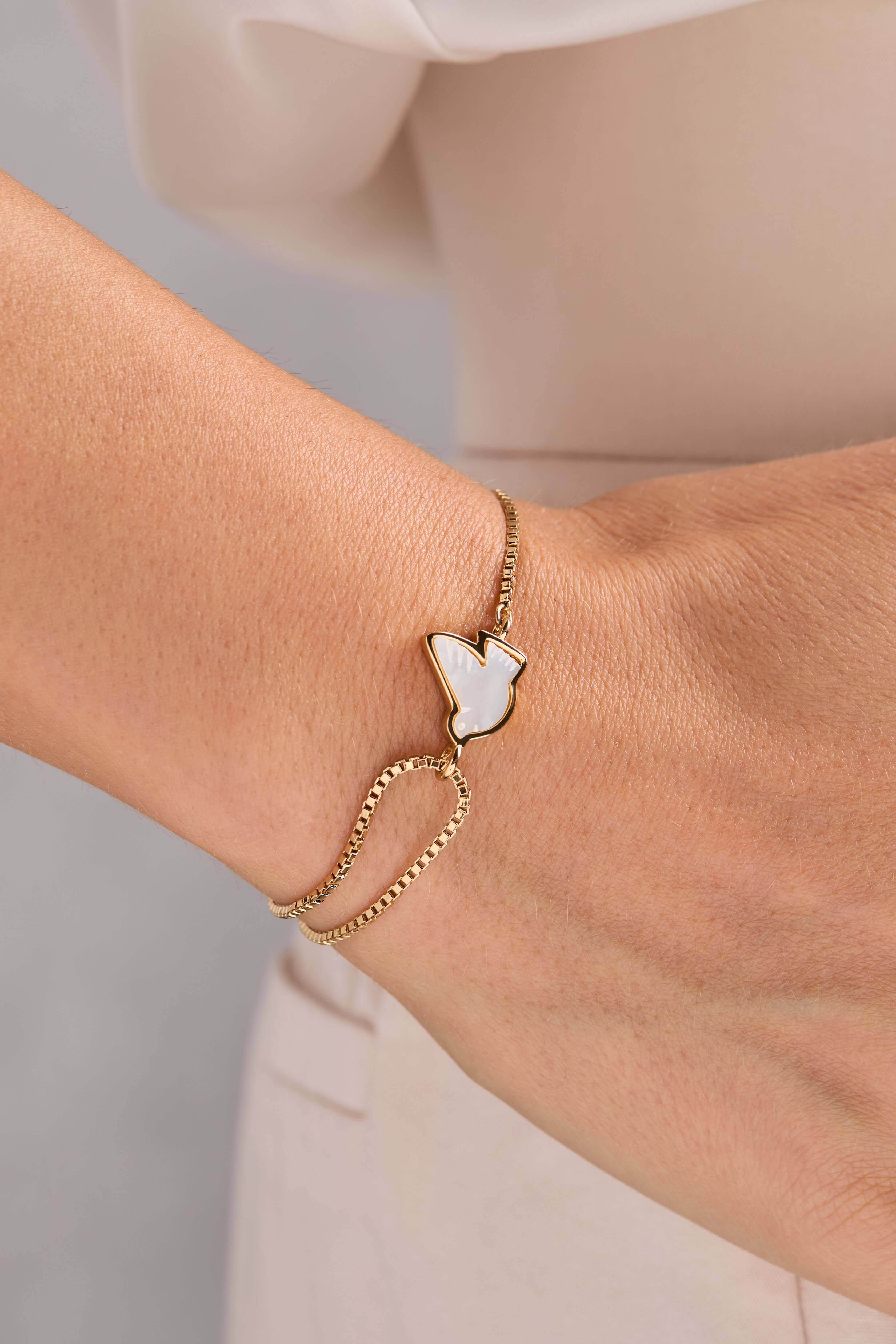 Dove 'Peace' Mother of Pearl Pull Chain Bracelet, Bracelets, $ 38.00, A Moment Of Now™