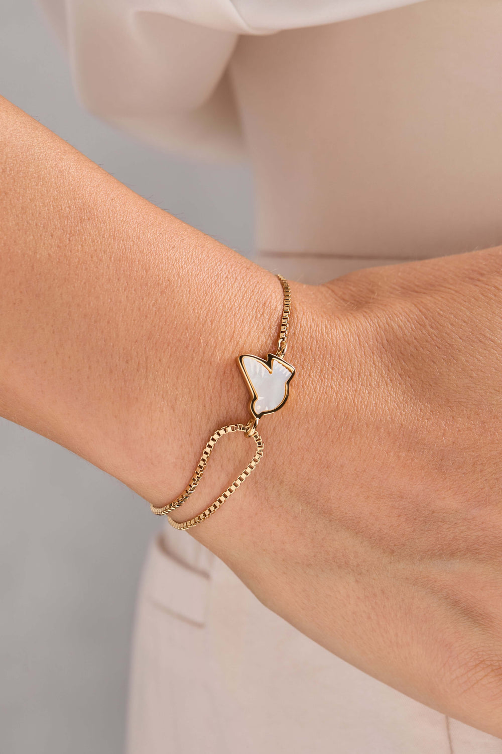 Dove 'Peace' Mother of Pearl Pull Chain Bracelet, Bracelets, $ 38.00, A Moment Of Now™