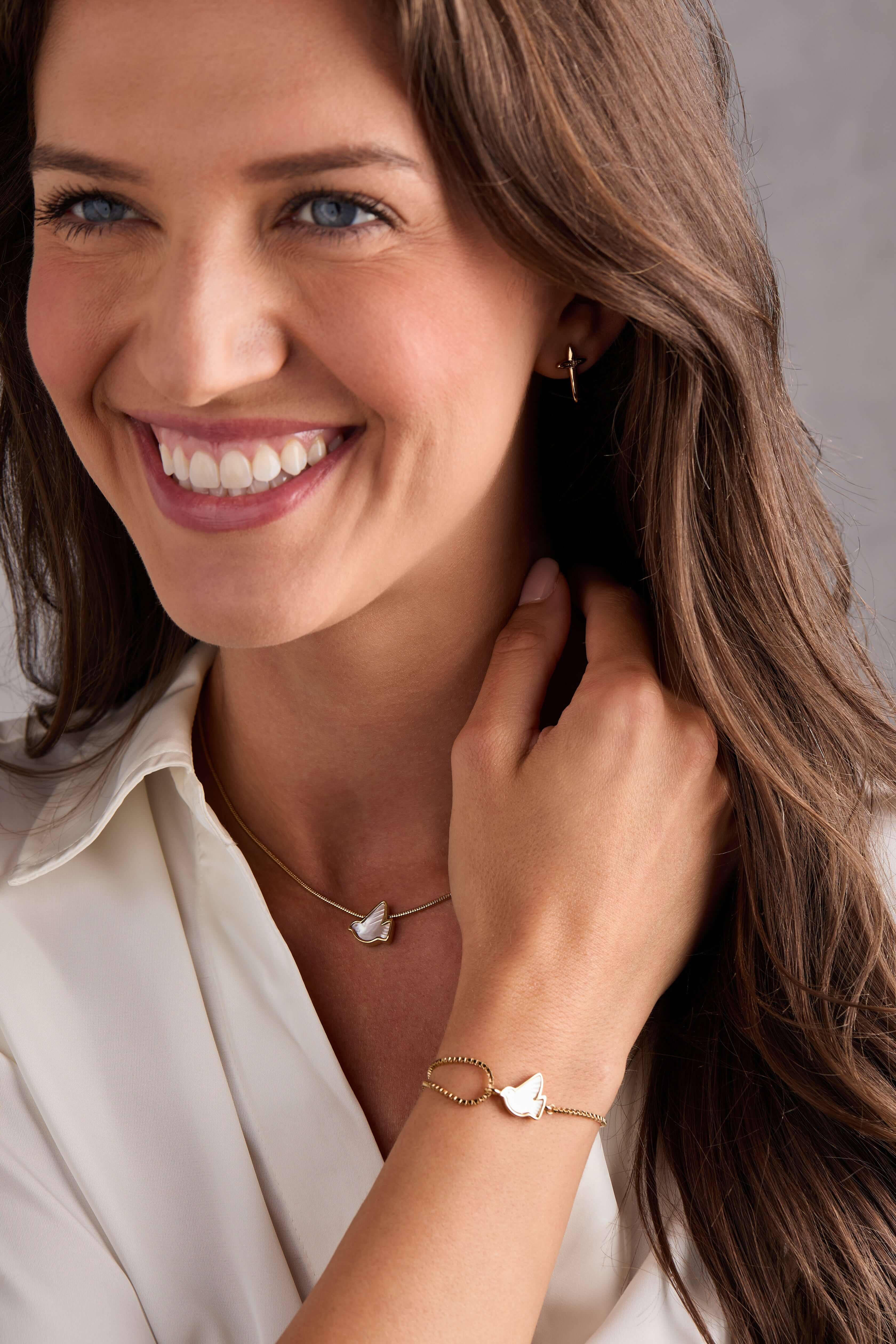 Pearlized Dove 'Peace' Slider Necklace, Necklaces, $ 44.00, A Moment Of Now™